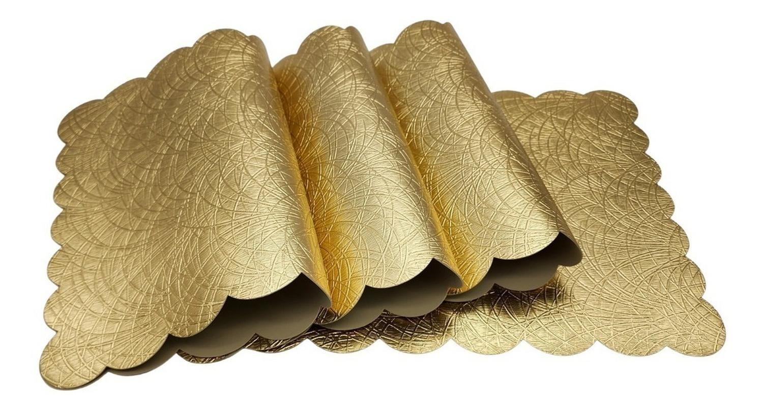 Set 6 Individuales Rectangulares Efecto Metalizados Dorados-0