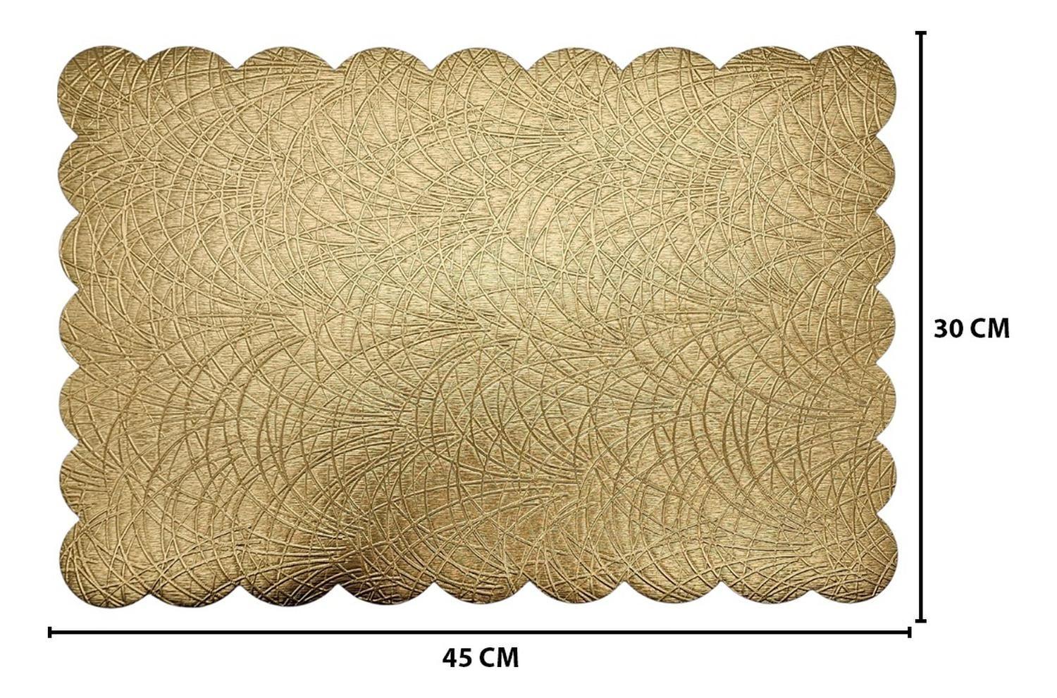 Set 6 Individuales Rectangulares Efecto Metalizados Dorados-2