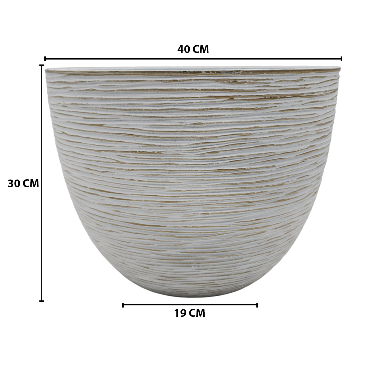 Macetero Maceta Diseño Rayas Envejecido De Plastico Blanco L-5