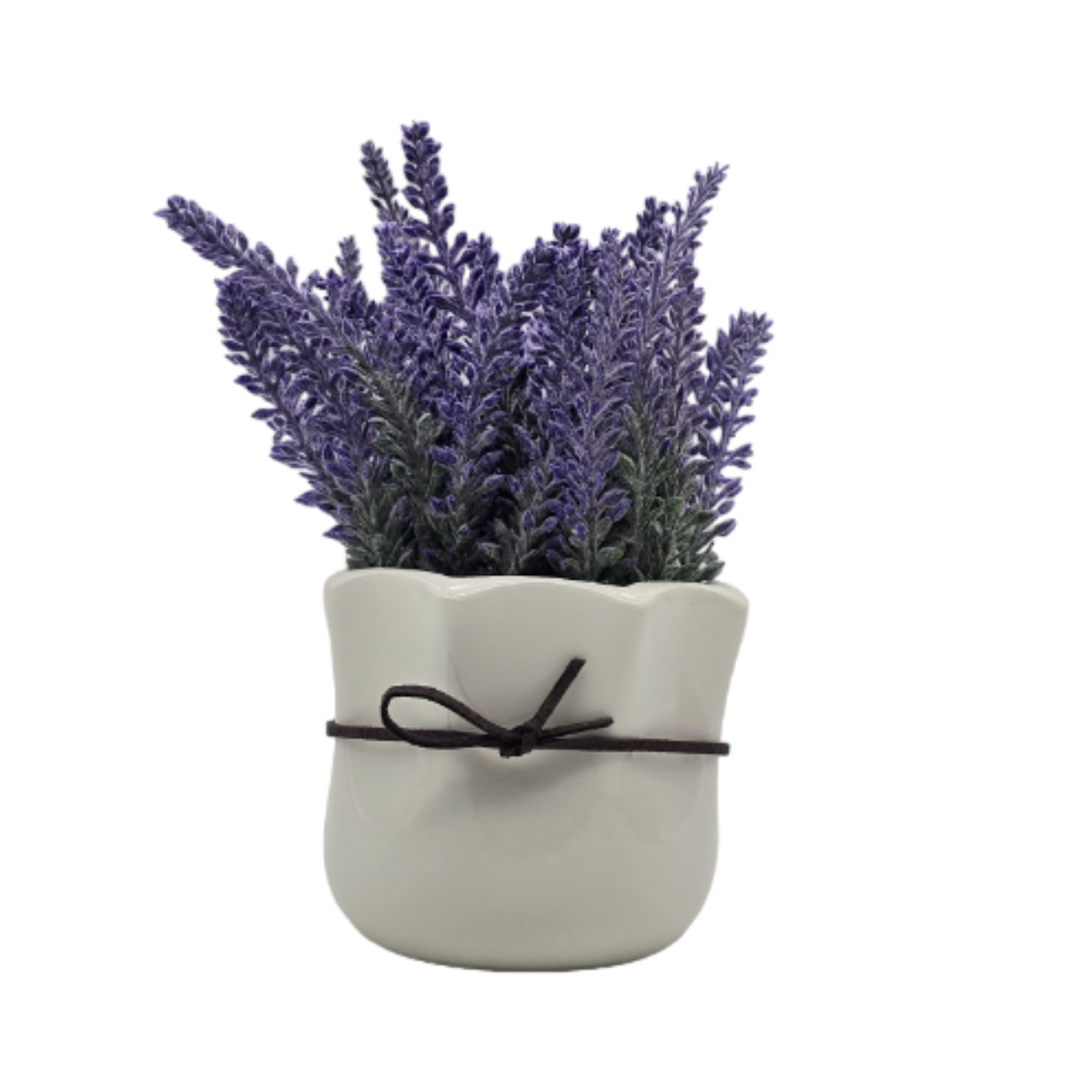 Planta Artificial Morada Macetero Ceramica Redondo Blanco-1