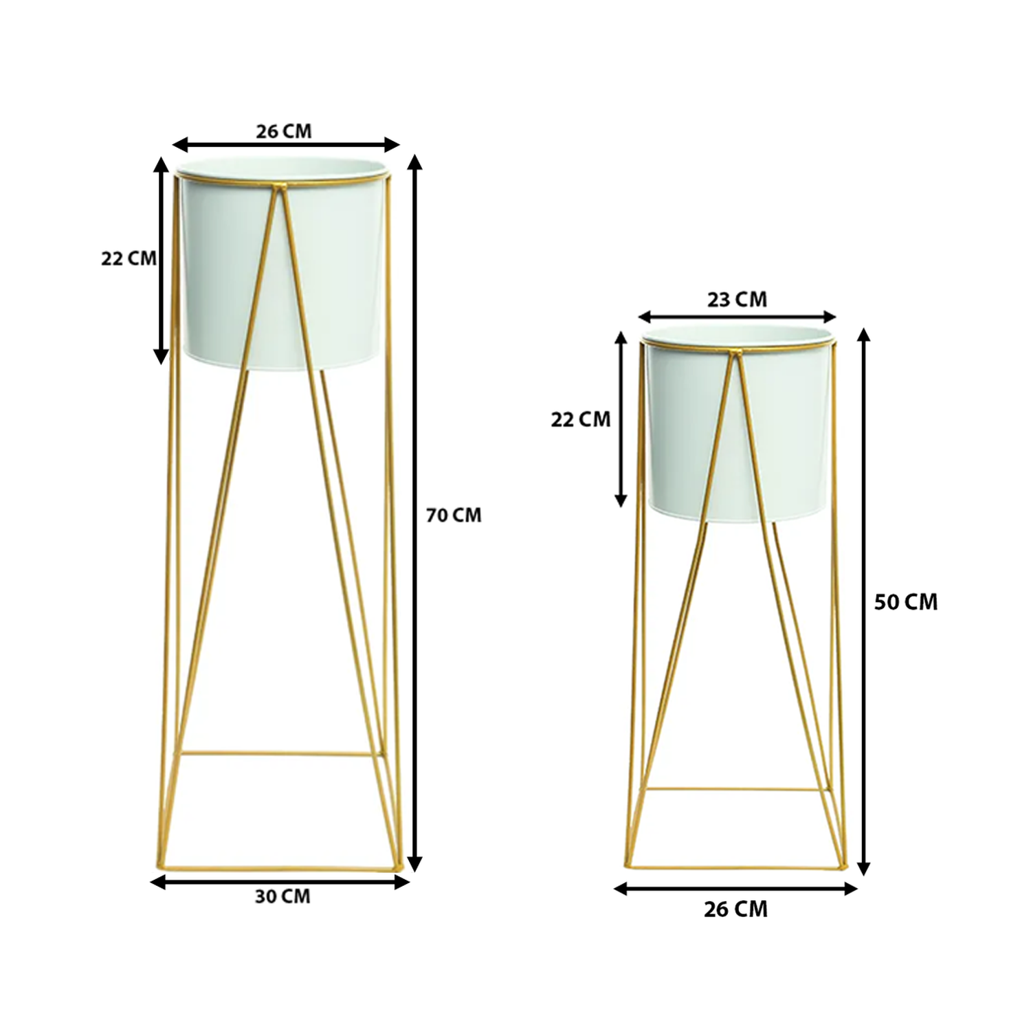 Set 2 Porta Maceteros Pedestal Maceta Plantas Blanco Dorados-5