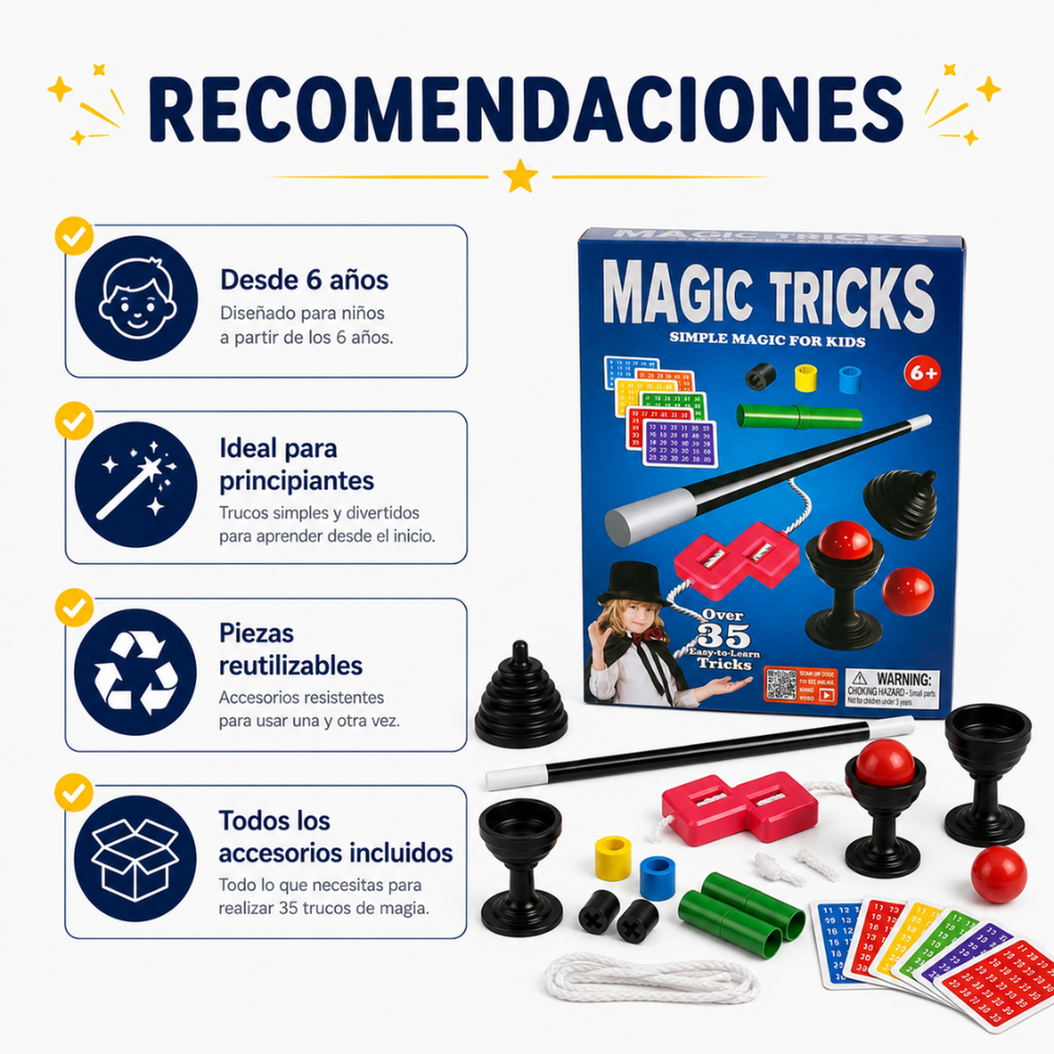 Set Juego De Magia Magic 35 Trucos De Mago Con Varita Niños-6