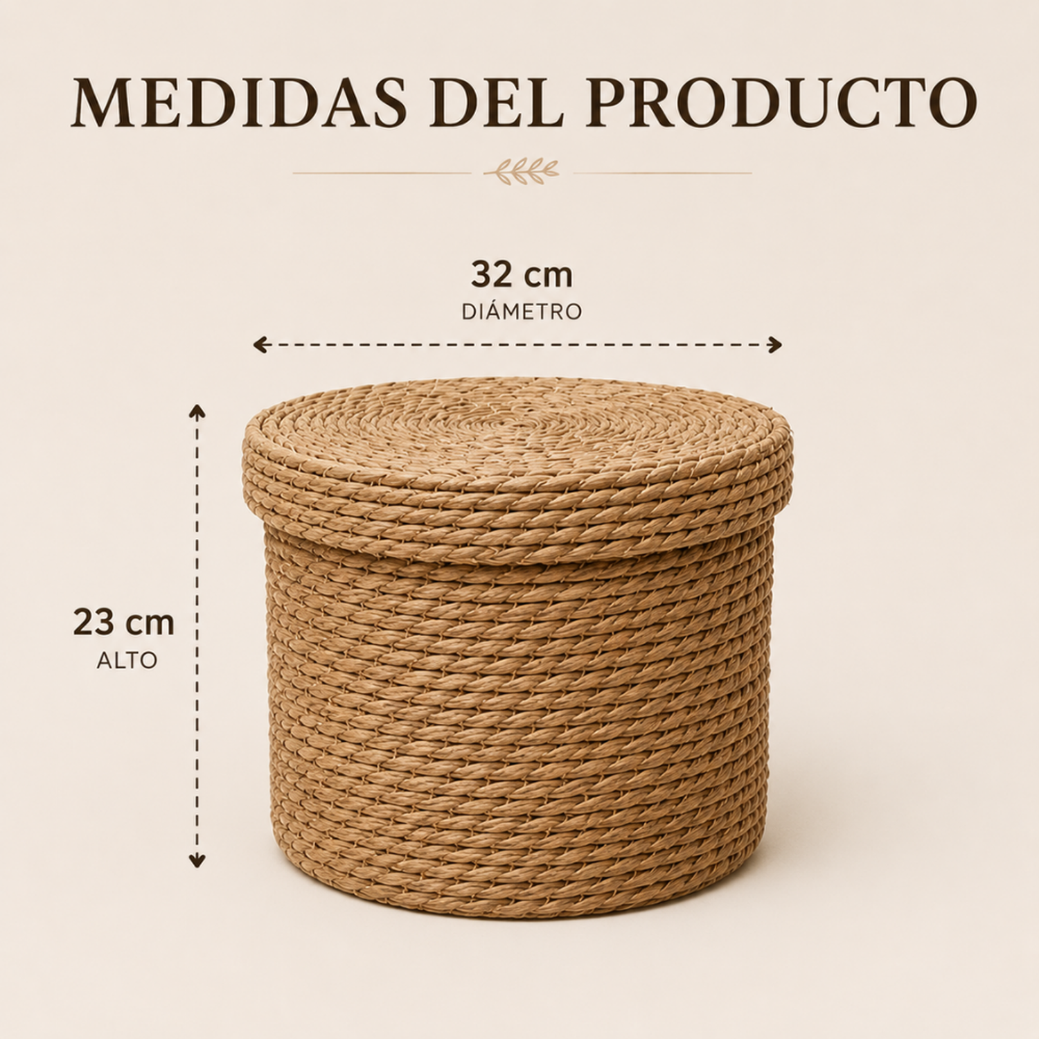 Canasto Cesta De Yute Tejida Con Tapa Acabado Rustico L-6
