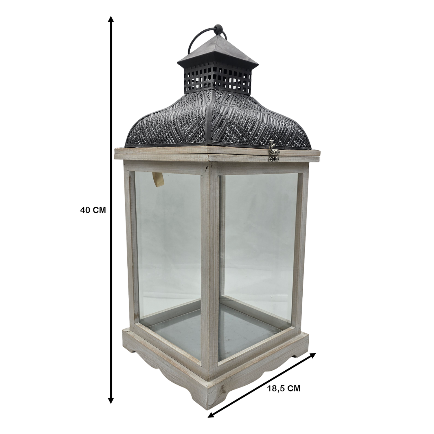 Set 2 Farol Calentador De Vela Costero De Madera Blanco-5