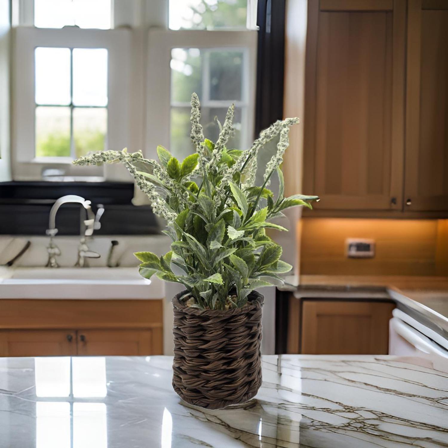 Planta Artificial Lavanda Decorativa Macetero De Rattan Deco-2