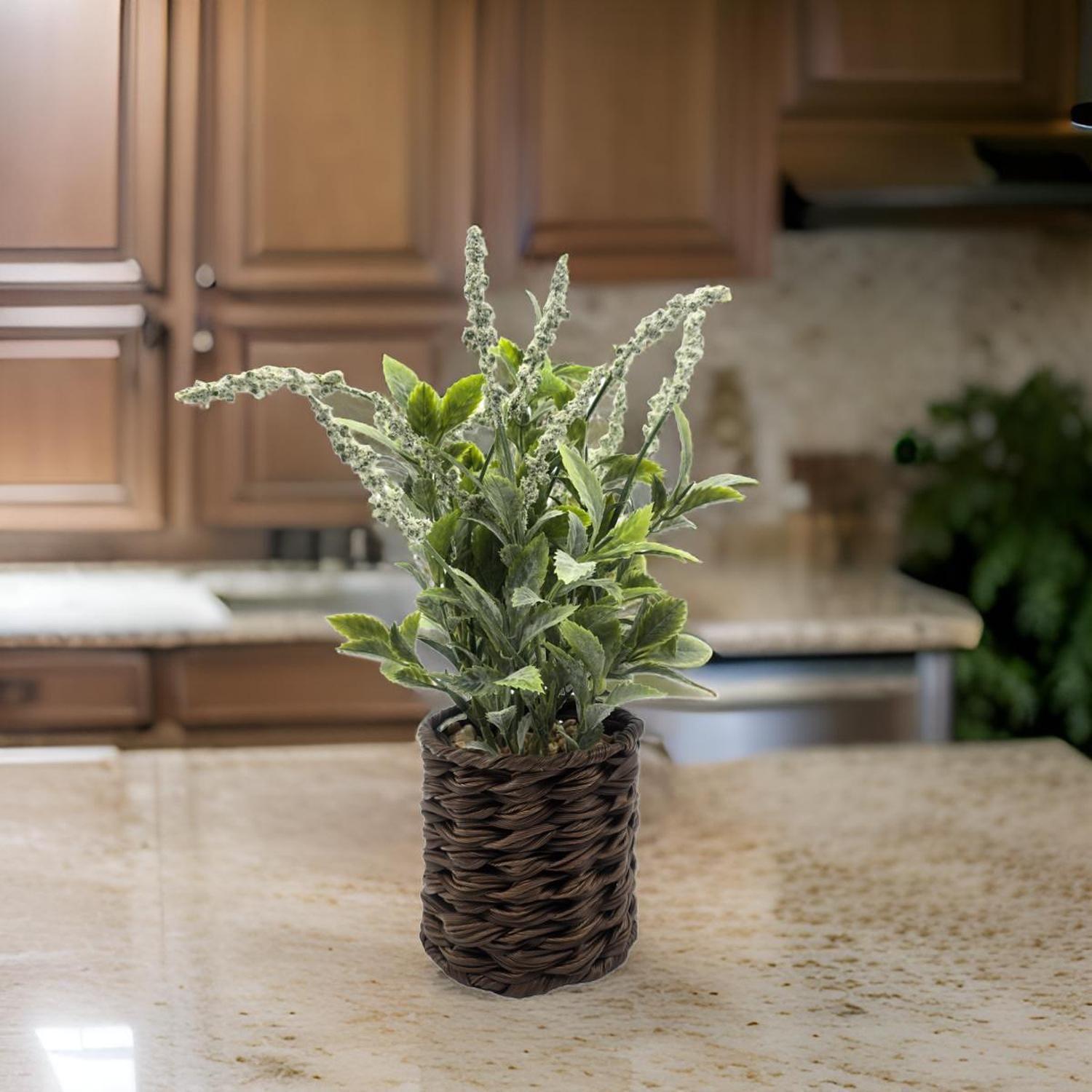 Planta Artificial Lavanda Decorativa Macetero De Rattan Deco-3