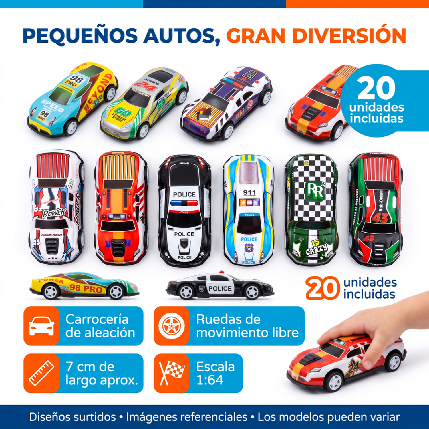 Set 20 Autitos De Metal Con Maletín Caja Organizadora Infantil-6