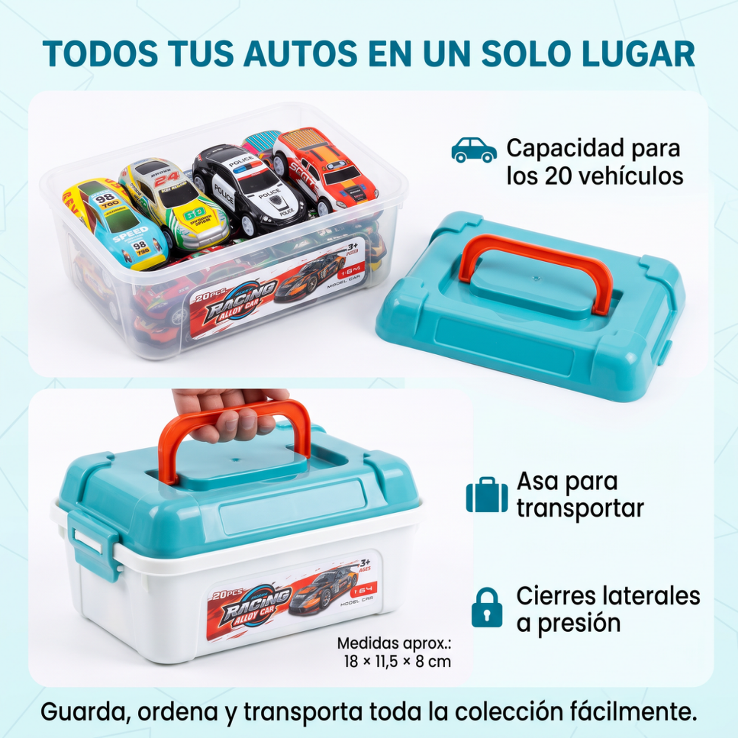 Set 20 Autitos De Metal Con Maletín Caja Organizadora Infantil-7