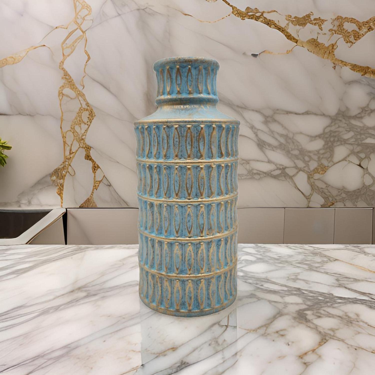 Jarron Florero Ceramica Diseño Egipcio Calipso Dorado Grande-2
