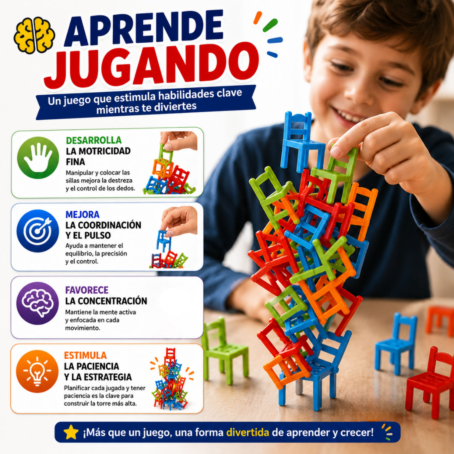 Juego De Mesa Equilibrio De Sillas Familiar Para Niños-3