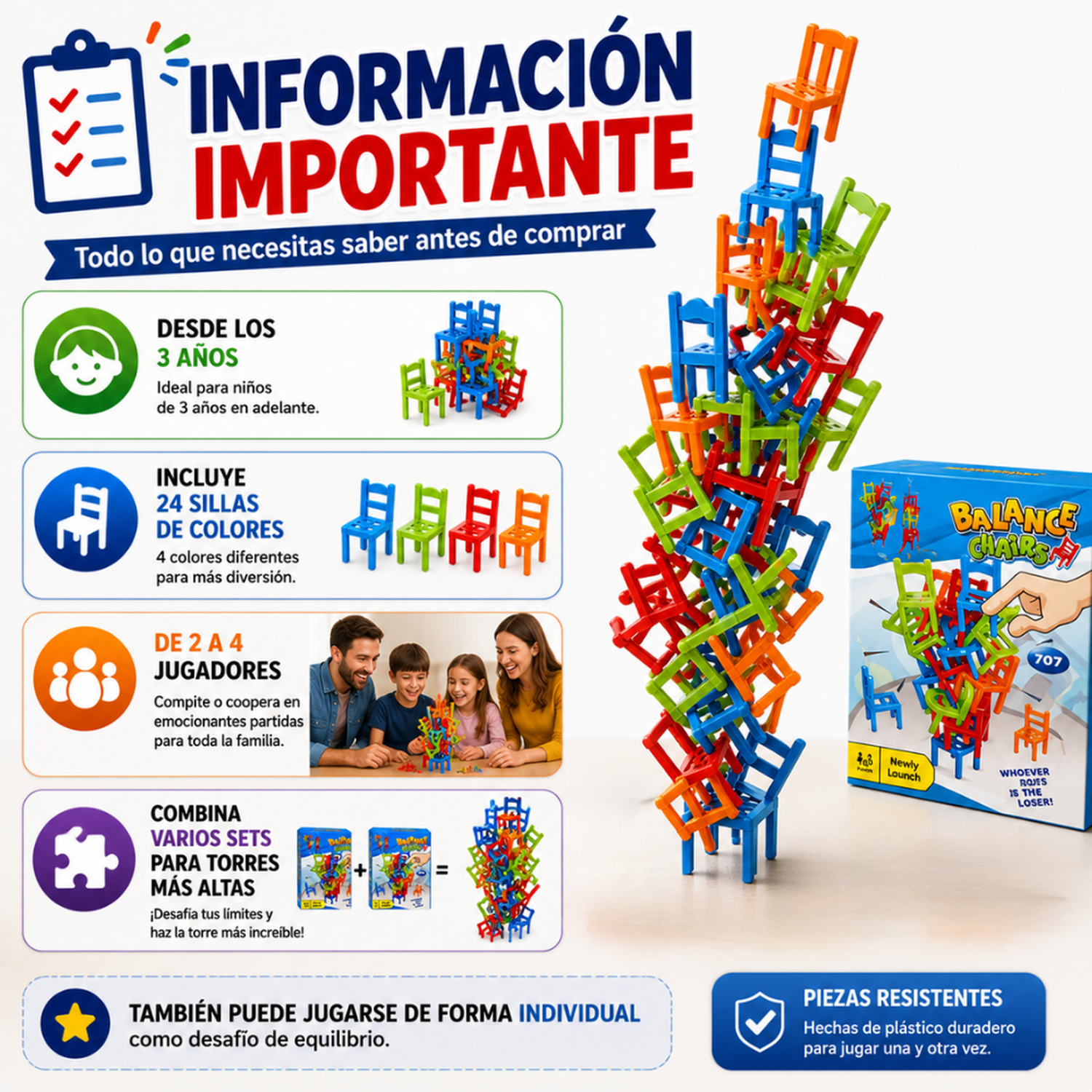 Juego De Mesa Equilibrio De Sillas Familiar Para Niños-5