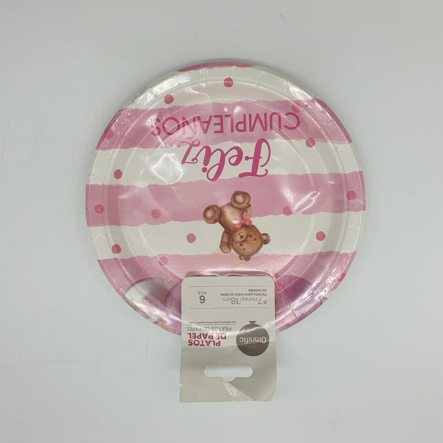 Set 6 Platos Desechables 18 Cm Diseños Para Cumpleaños-0