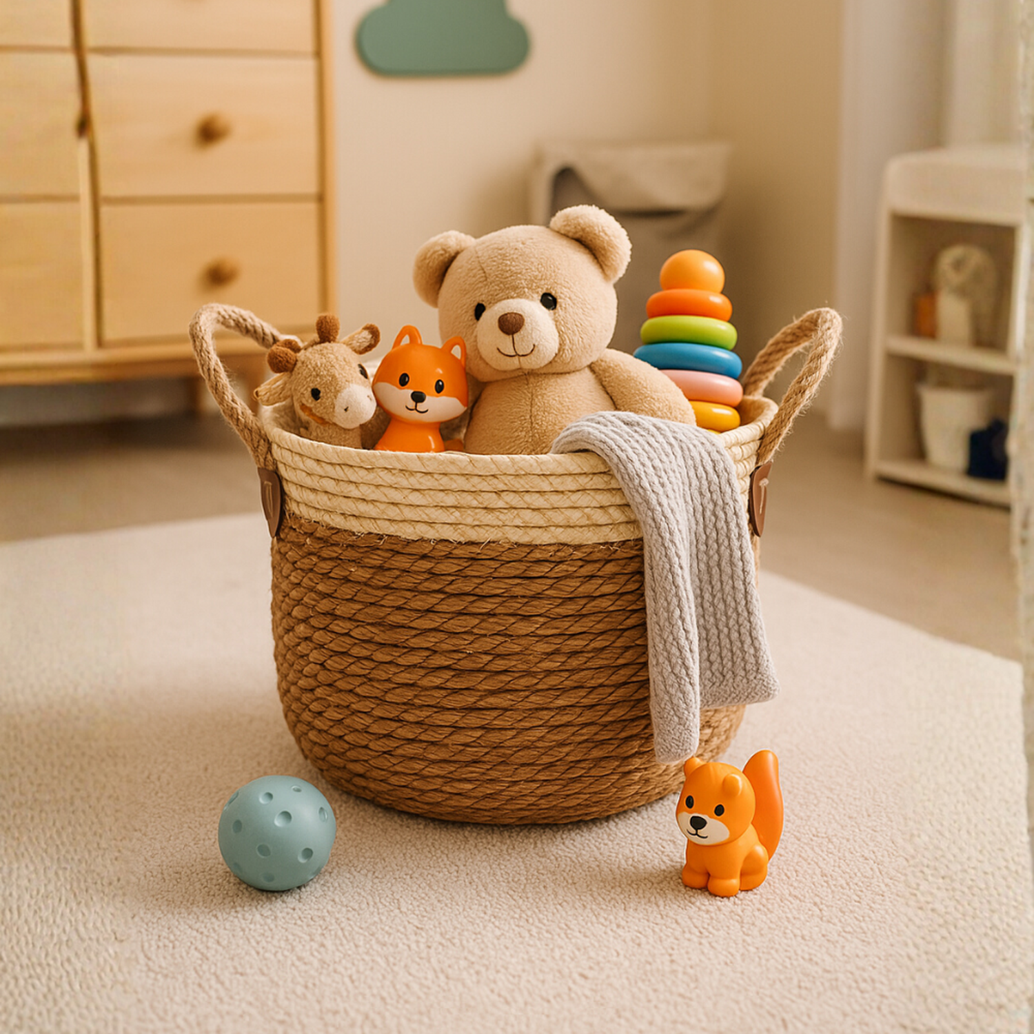 Macetero Cesto Maceta De Yute Tejida Rustica Con Asas M-3