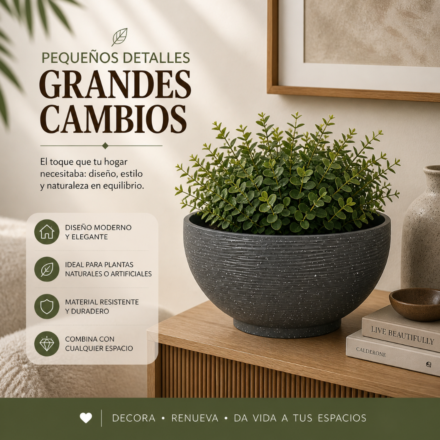 Macetero Plastico Semi Esfera Premium Diseño a Rayas S-2