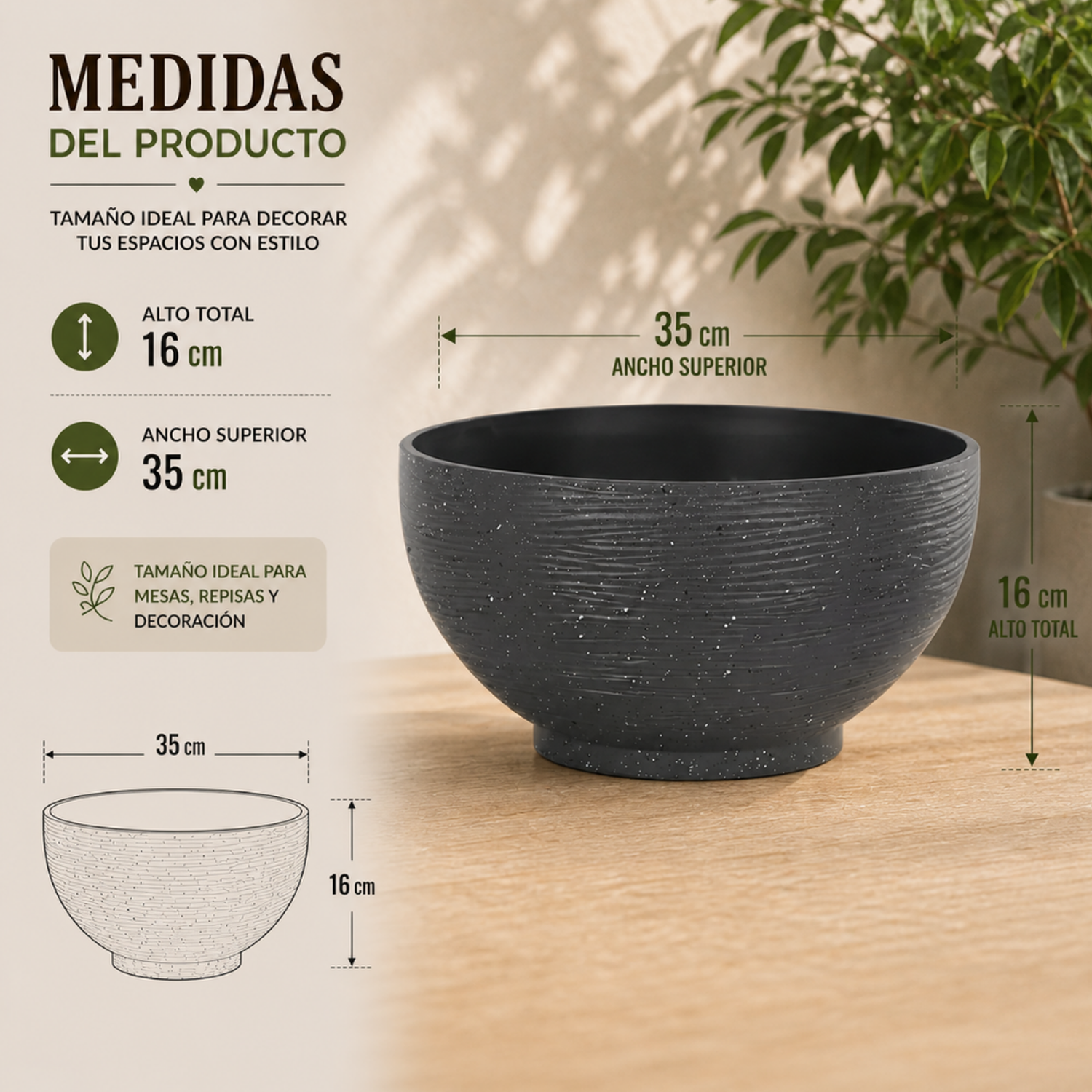 Macetero Plastico Semi Esfera Premium Diseño a Rayas S-3