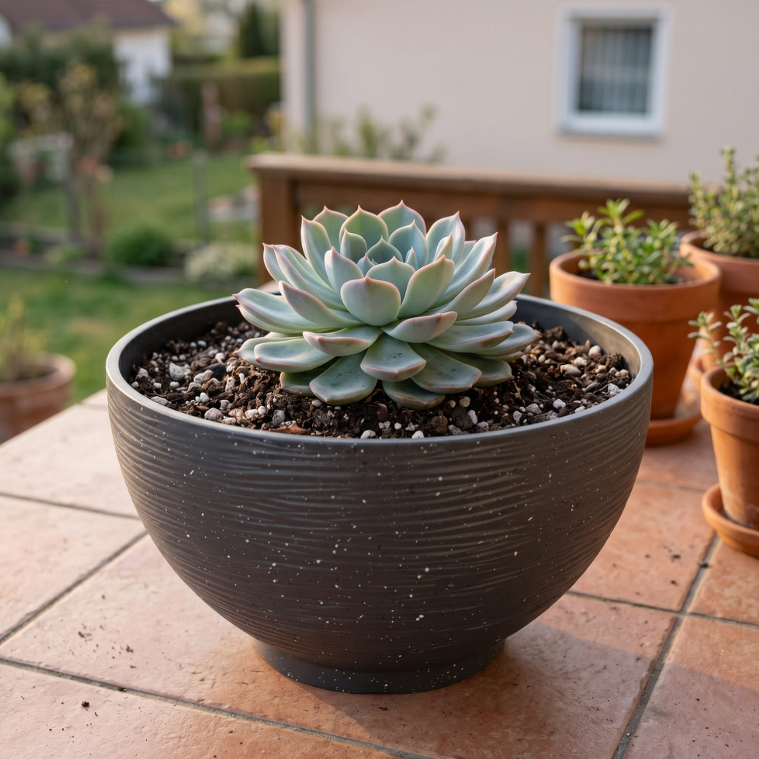 Macetero Plastico Semi Esfera Premium Diseño a Rayas S-8