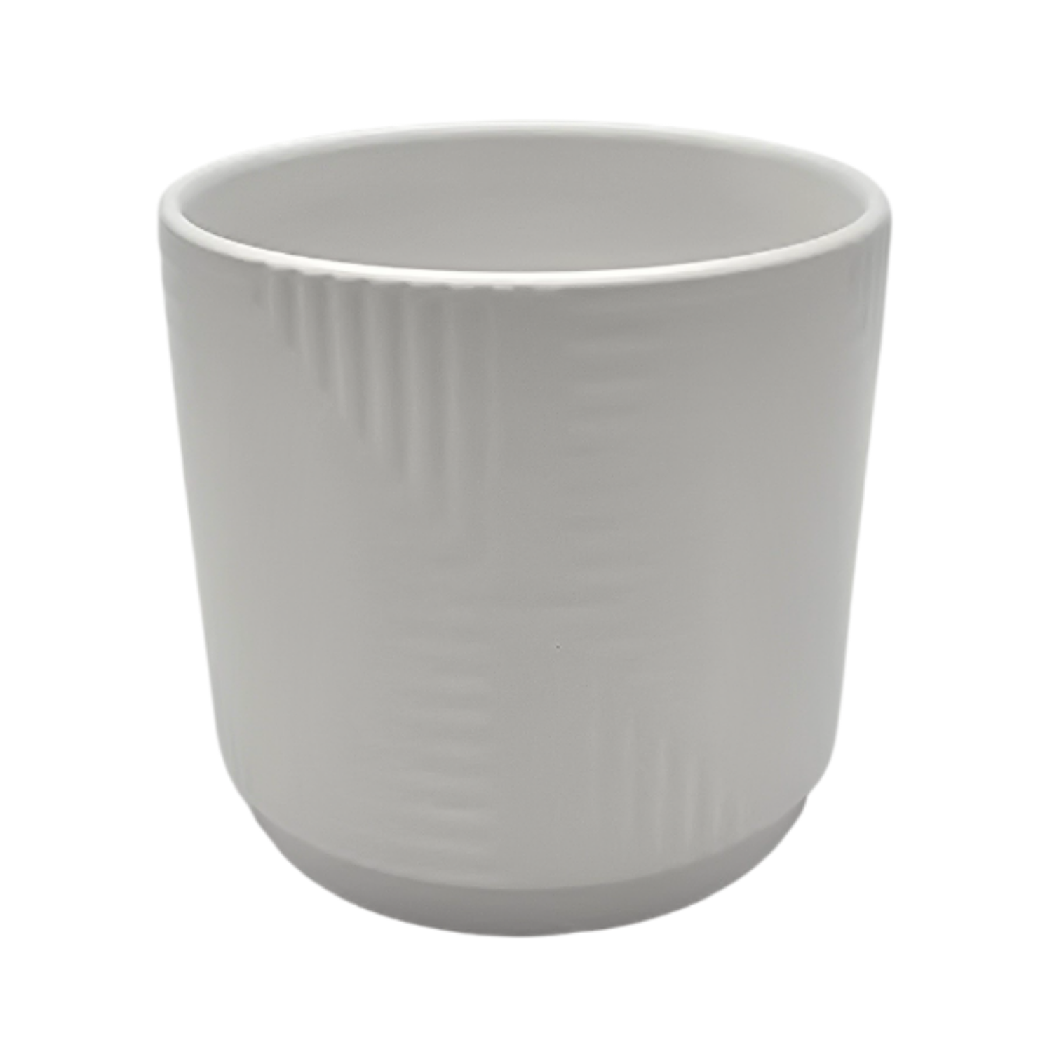 Macetero Maceta De Ceramica Blanco Con Linea Cuadrada S-3