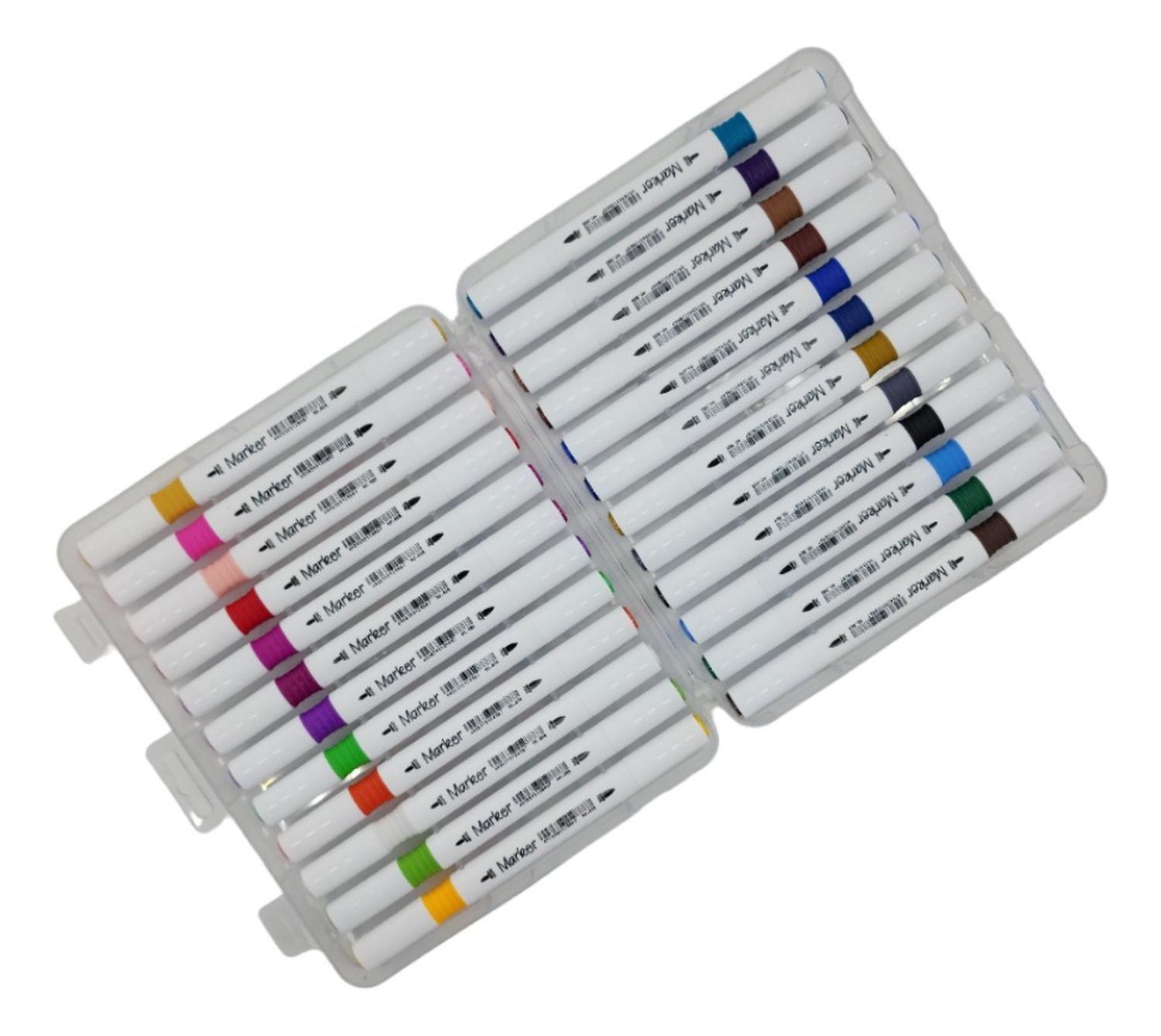 Set 24 Marcadores Triangulares Doble Punta En Base A Agua-2