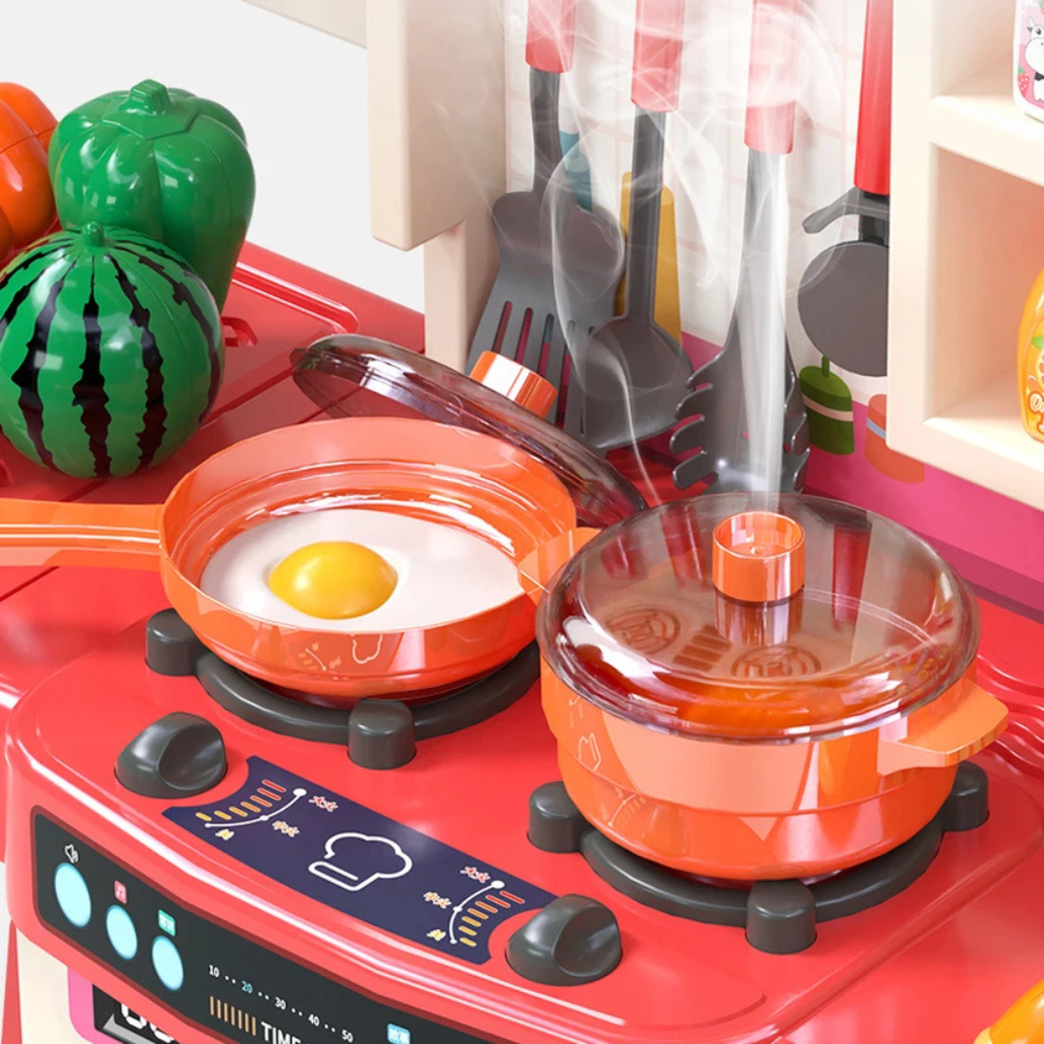 Cocina de Juguete Grande Para Niños 95 Cm Agua Vapor Sonido-6