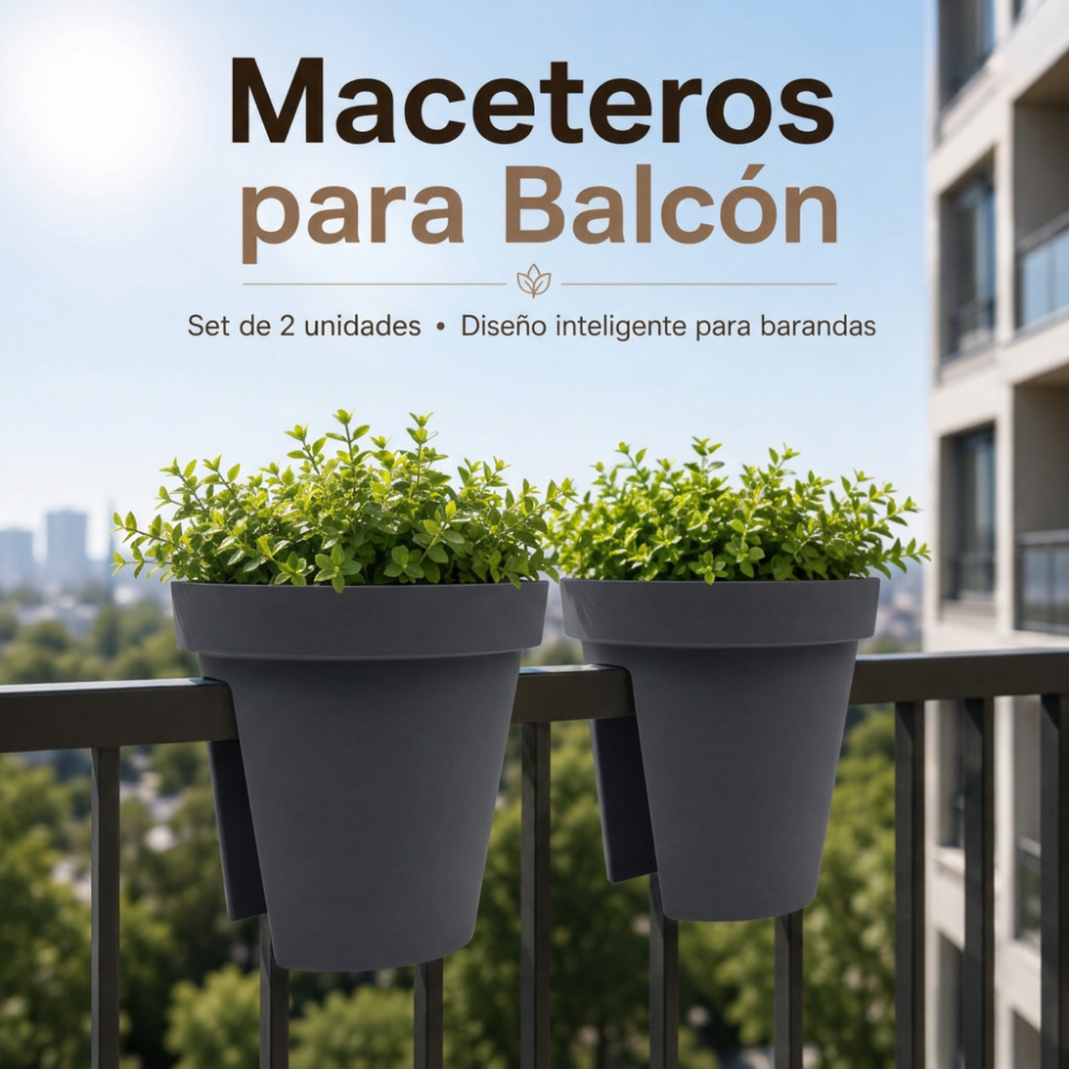 Set 2 Maceteros Colgante Para Balcon Terraza Jardin Plastico-3
