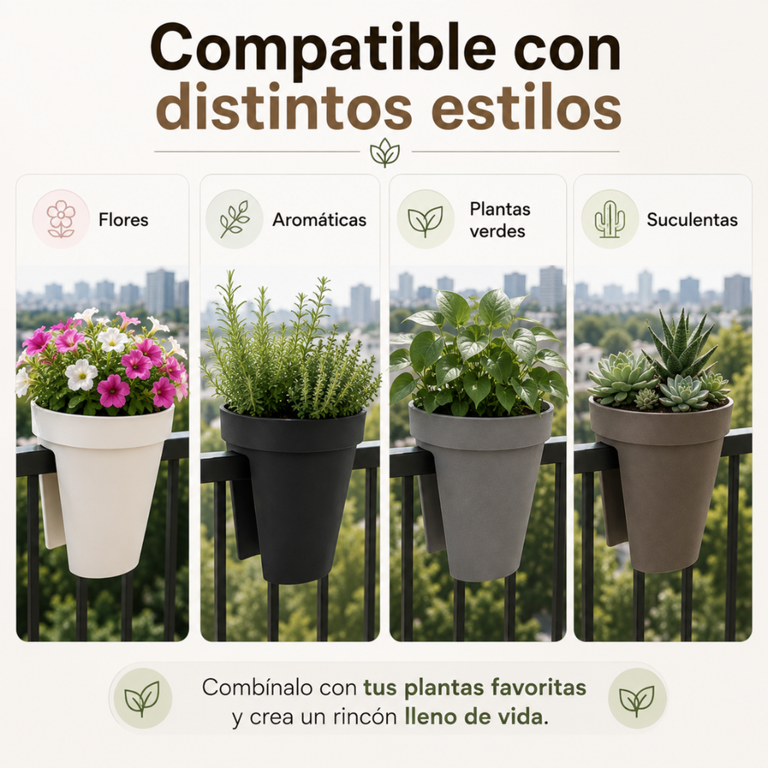 Set 2 Maceteros Colgante Para Balcon Terraza Jardin Plastico-4