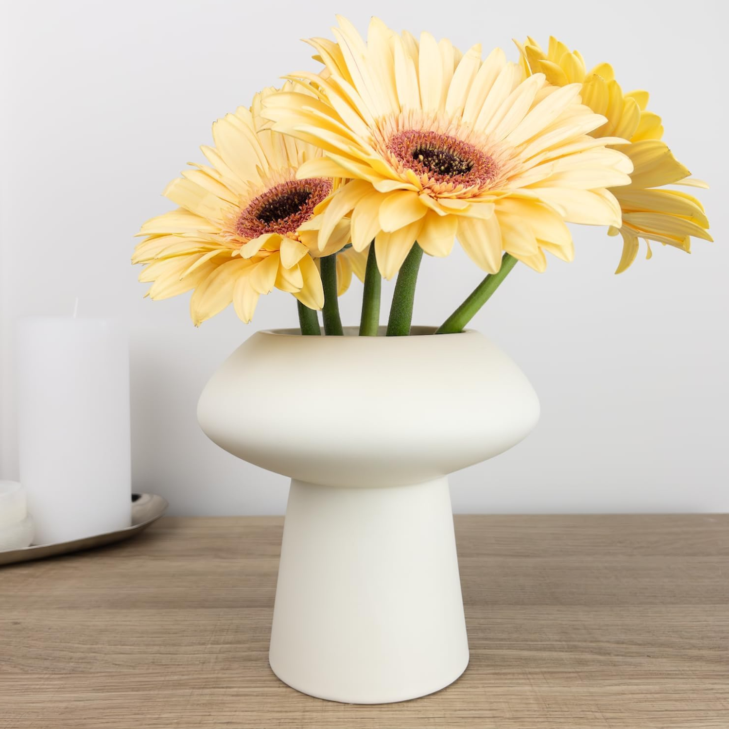 Macetero Maceta De Ceramica Con Forma De Seta Blanco Deco-2