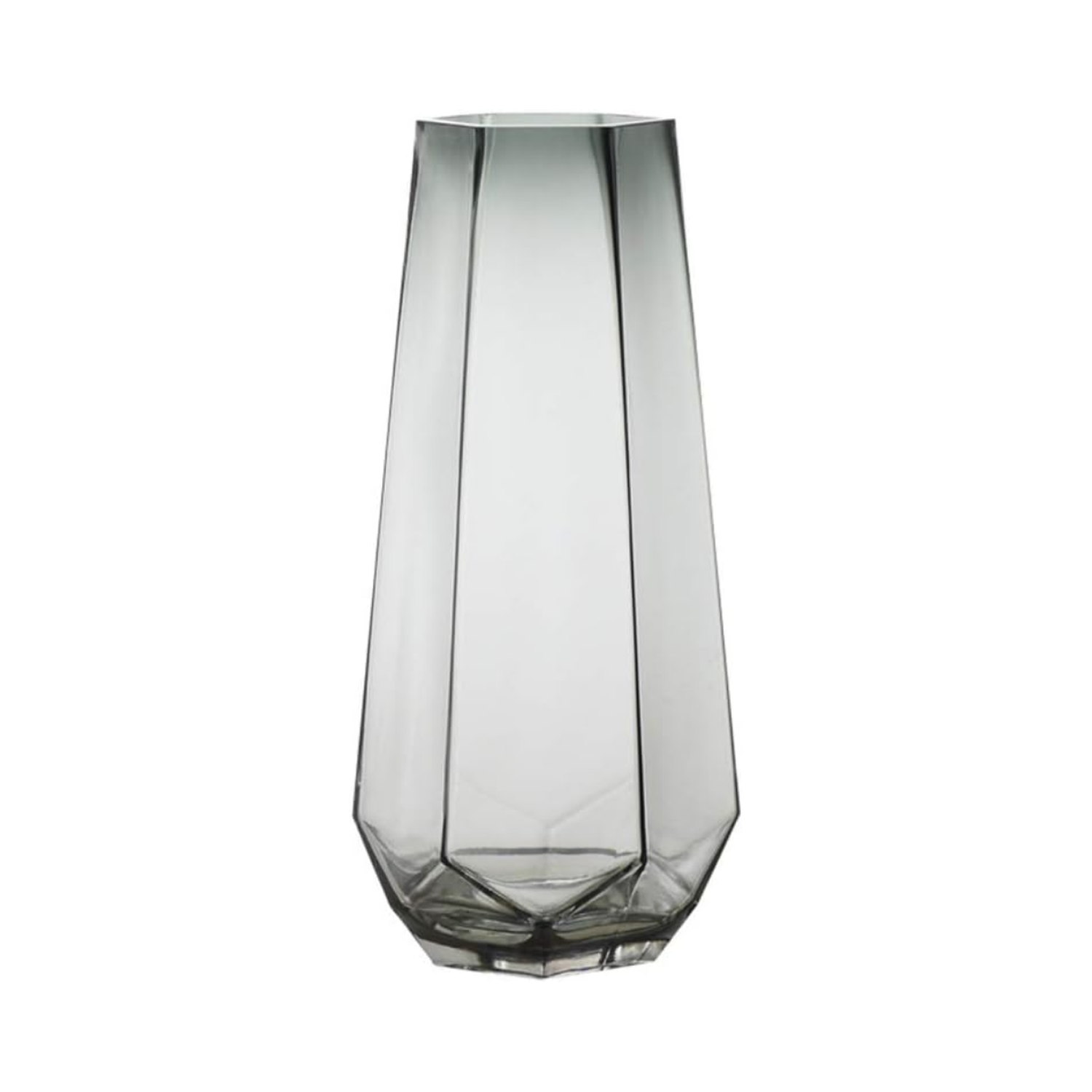 Florero Decorativo Geometrico Hexagonal De Vidrio Oscuro L-0