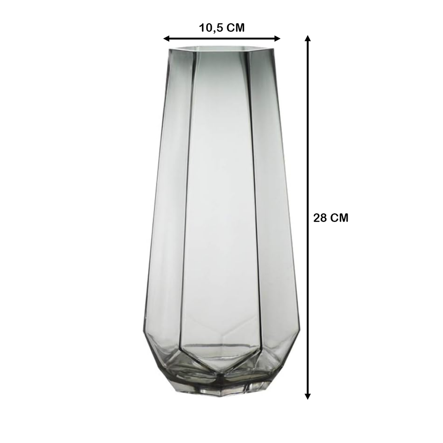 Florero Decorativo Geometrico Hexagonal De Vidrio Oscuro L-1