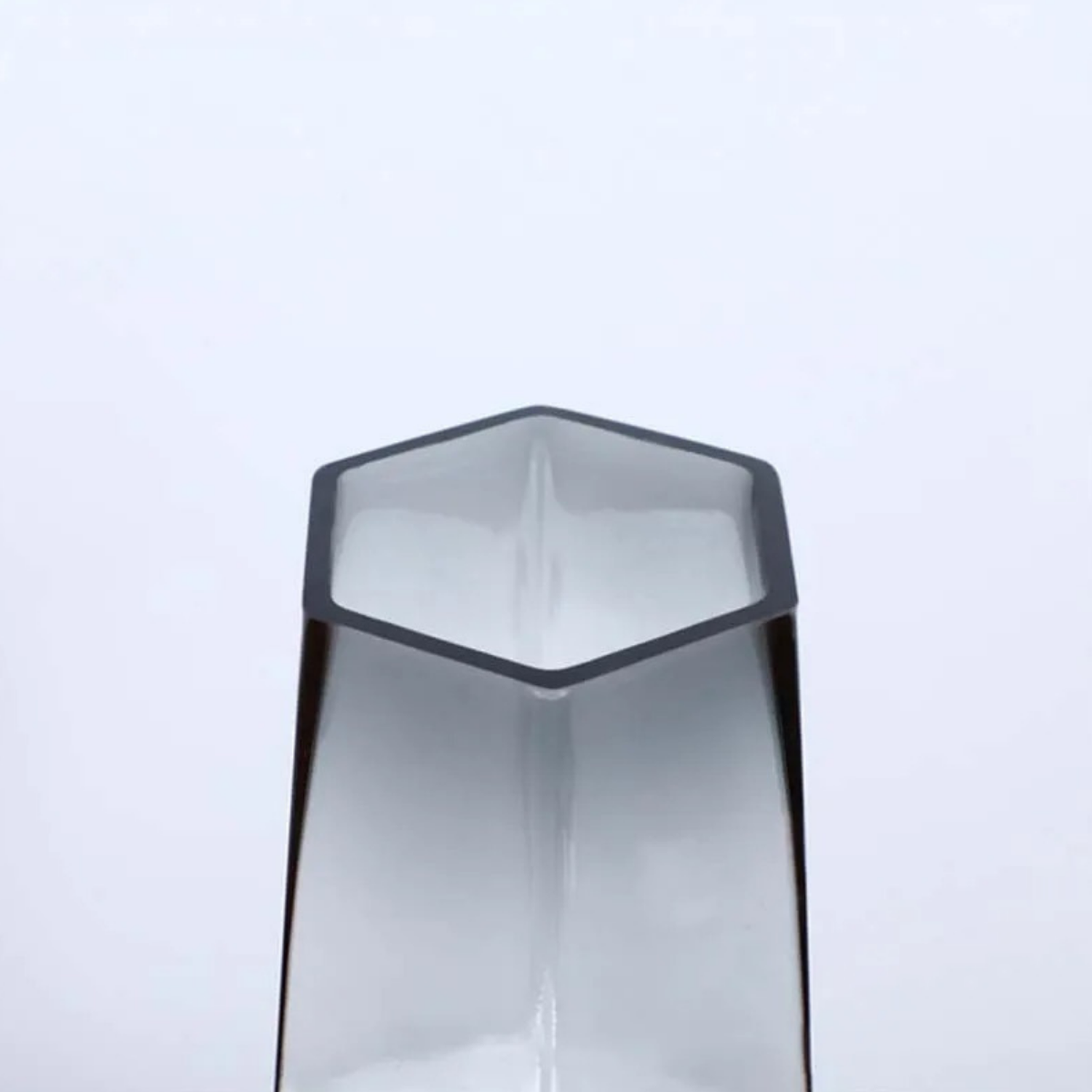 Florero Decorativo Geometrico Hexagonal De Vidrio Oscuro L-3