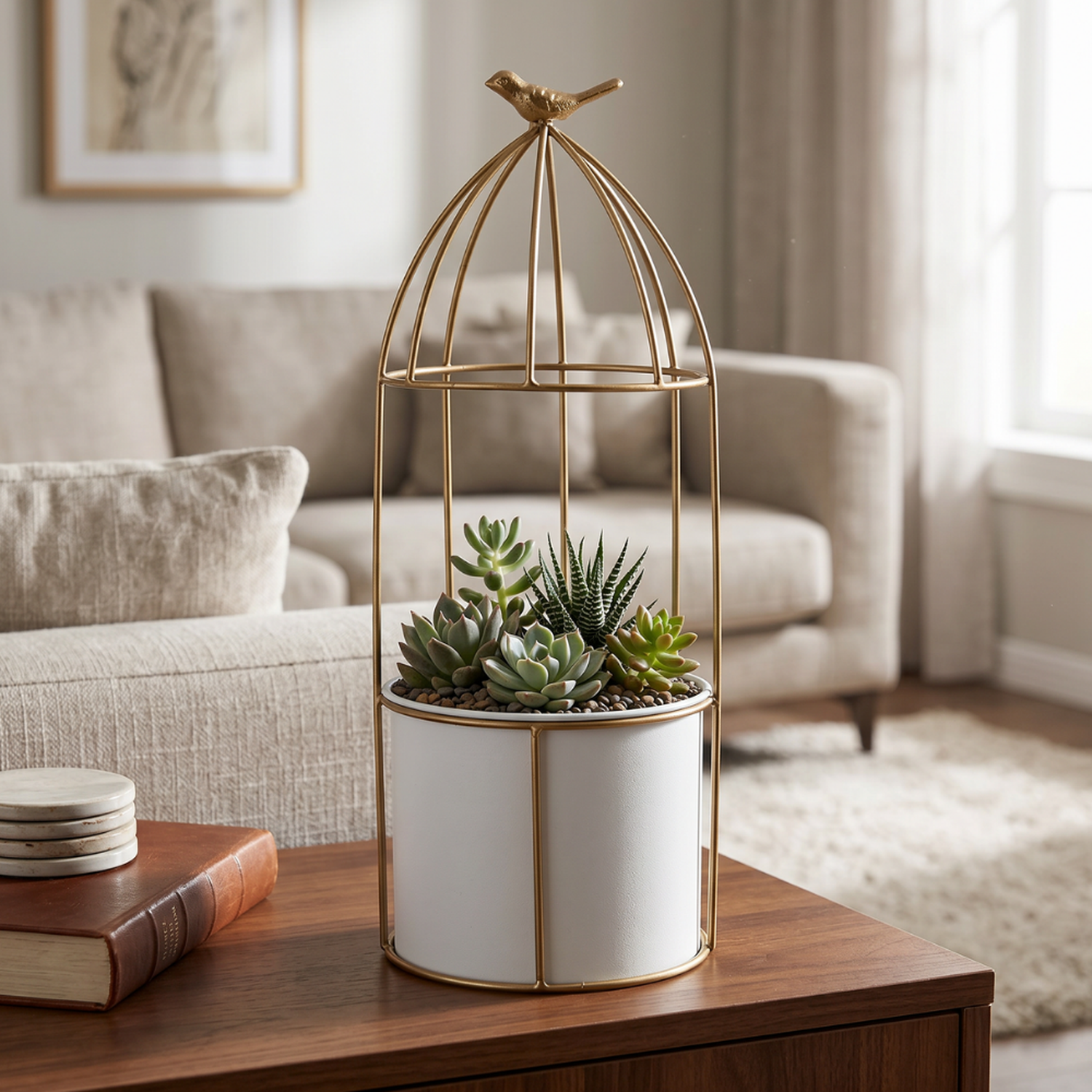 Macetero Metalico Con Pedestal Decorativo Plantas Suculentas-2