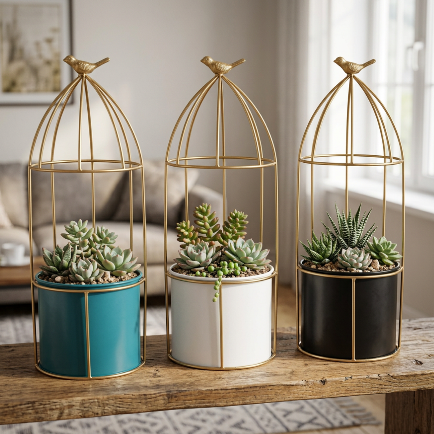 Macetero Metalico Con Pedestal Decorativo Plantas Suculentas-8