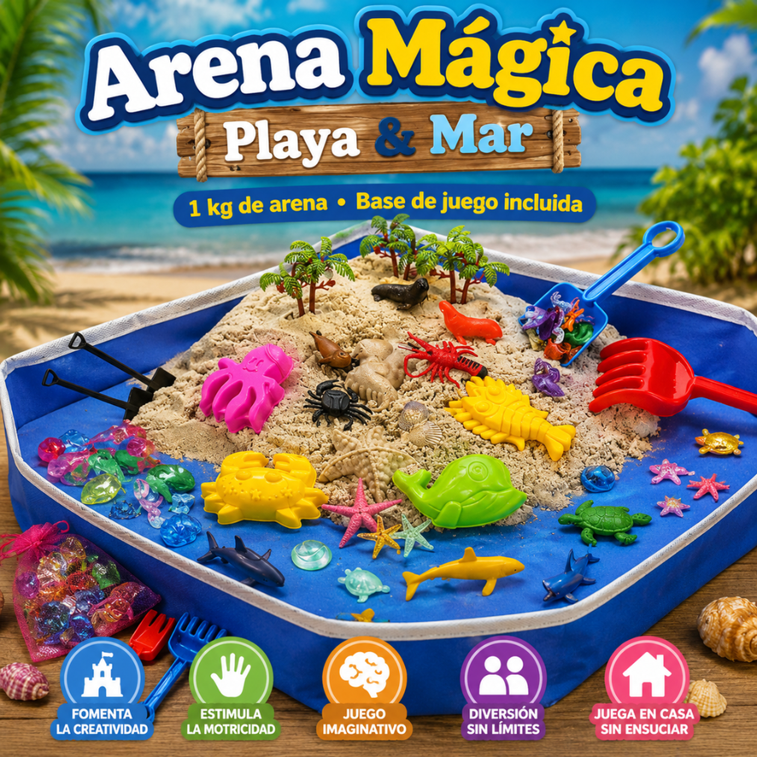 Set Arena Magica Completo Con Arenero Moldes Y Accesorios-1