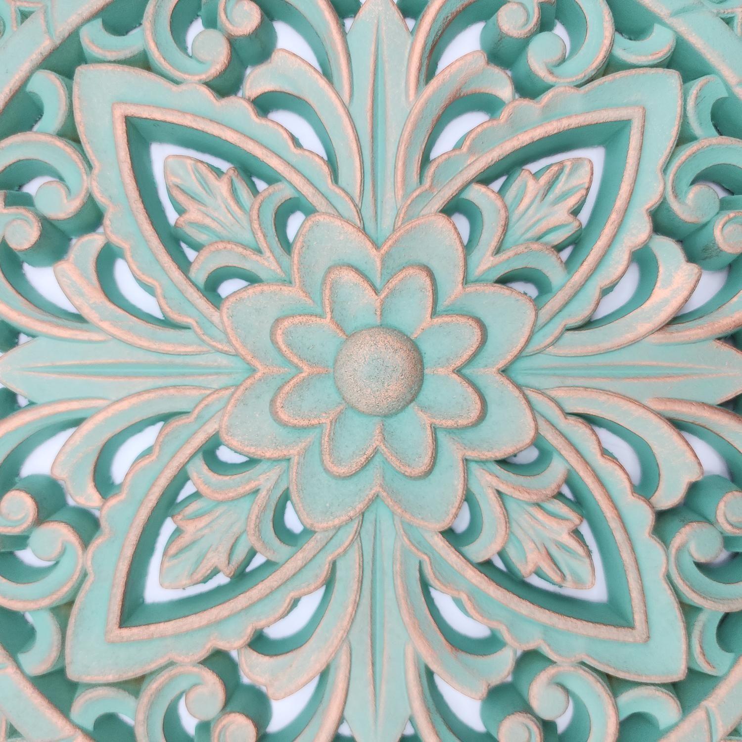 Cuadro De Madera Ornamental Mandala Verde Decoracion Chico-3
