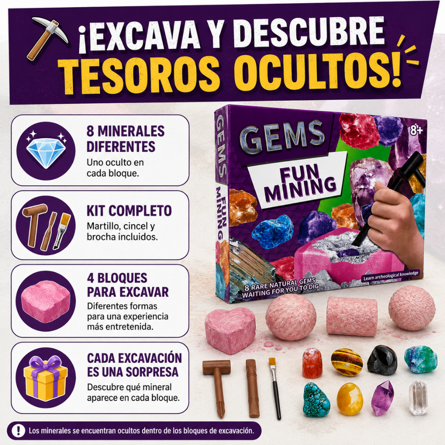 Kit Excavacion Rocas Y Minerales Ciencia Juguete Educativo-2