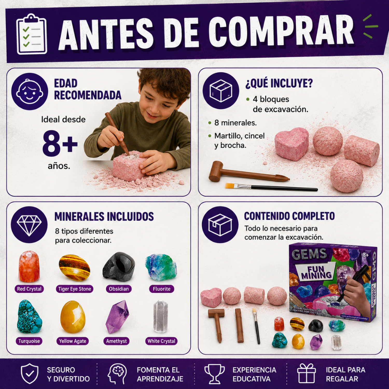Kit Excavacion Rocas Y Minerales Ciencia Juguete Educativo-4