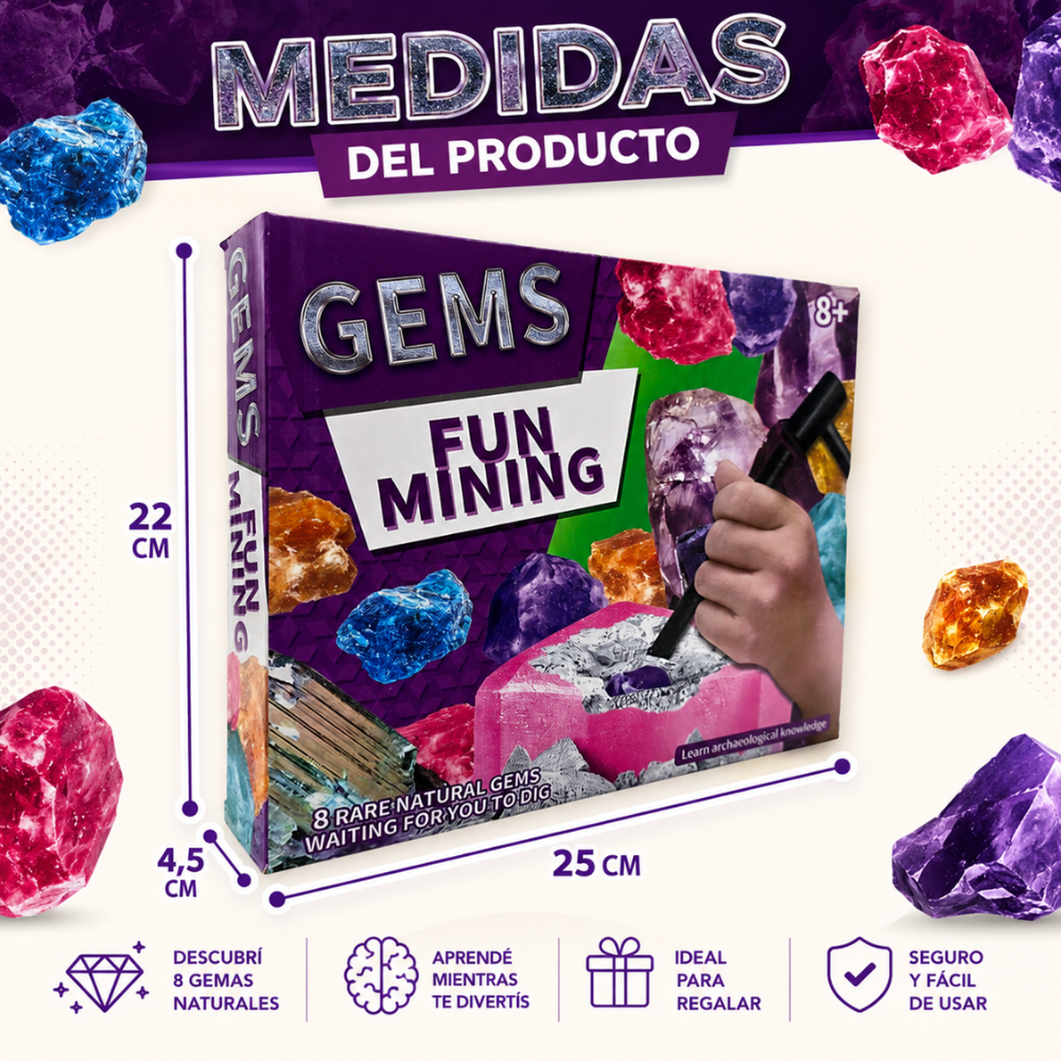 Kit Excavacion Rocas Y Minerales Ciencia Juguete Educativo-6
