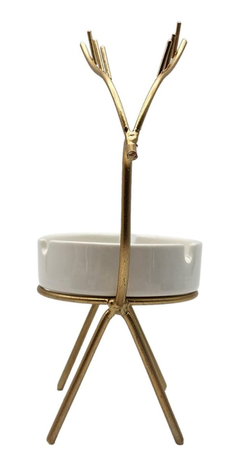 Cenicero De Cerámica Decorativo Con Base Dorada De Reno-2