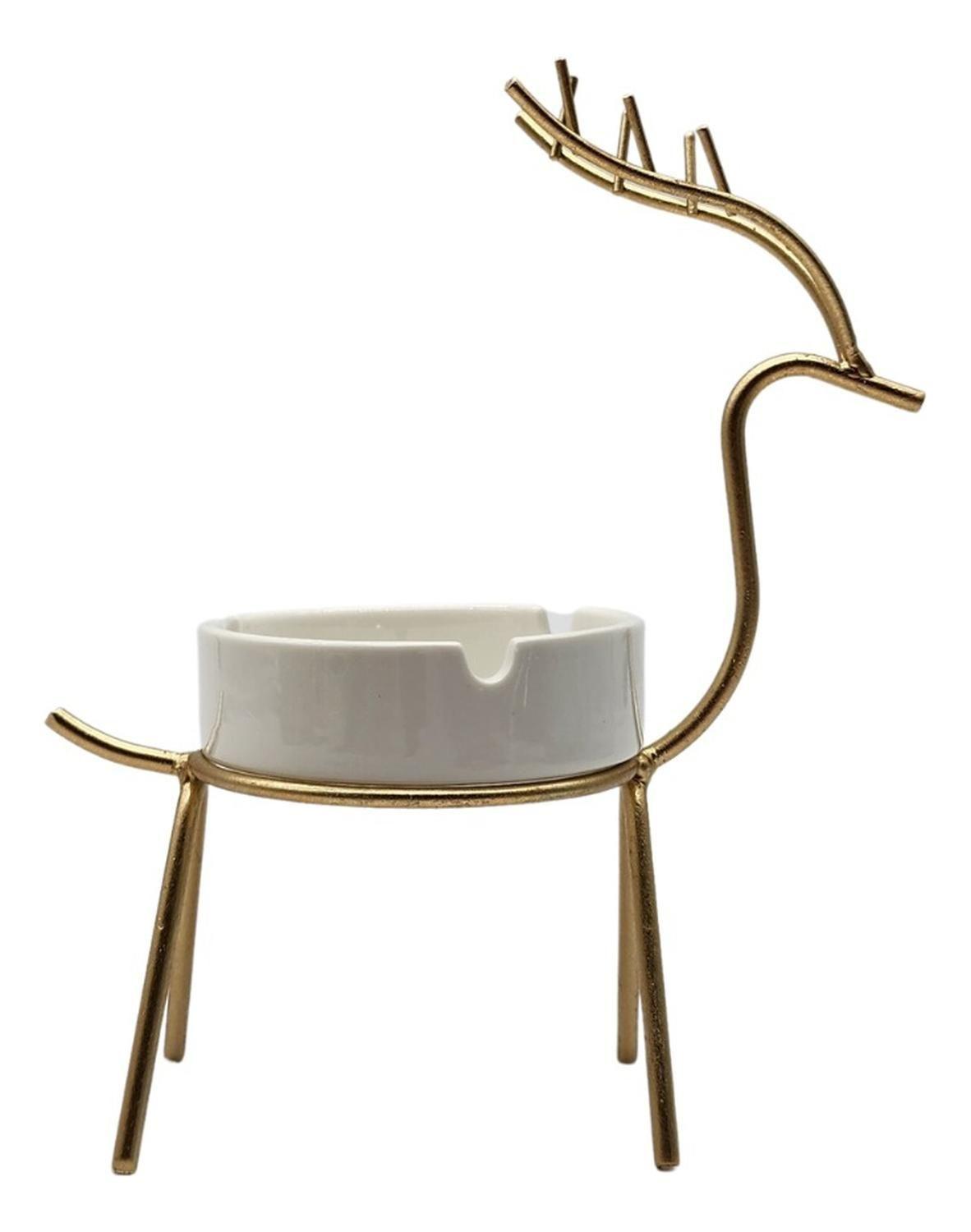 Cenicero De Cerámica Decorativo Con Base Dorada De Reno-3