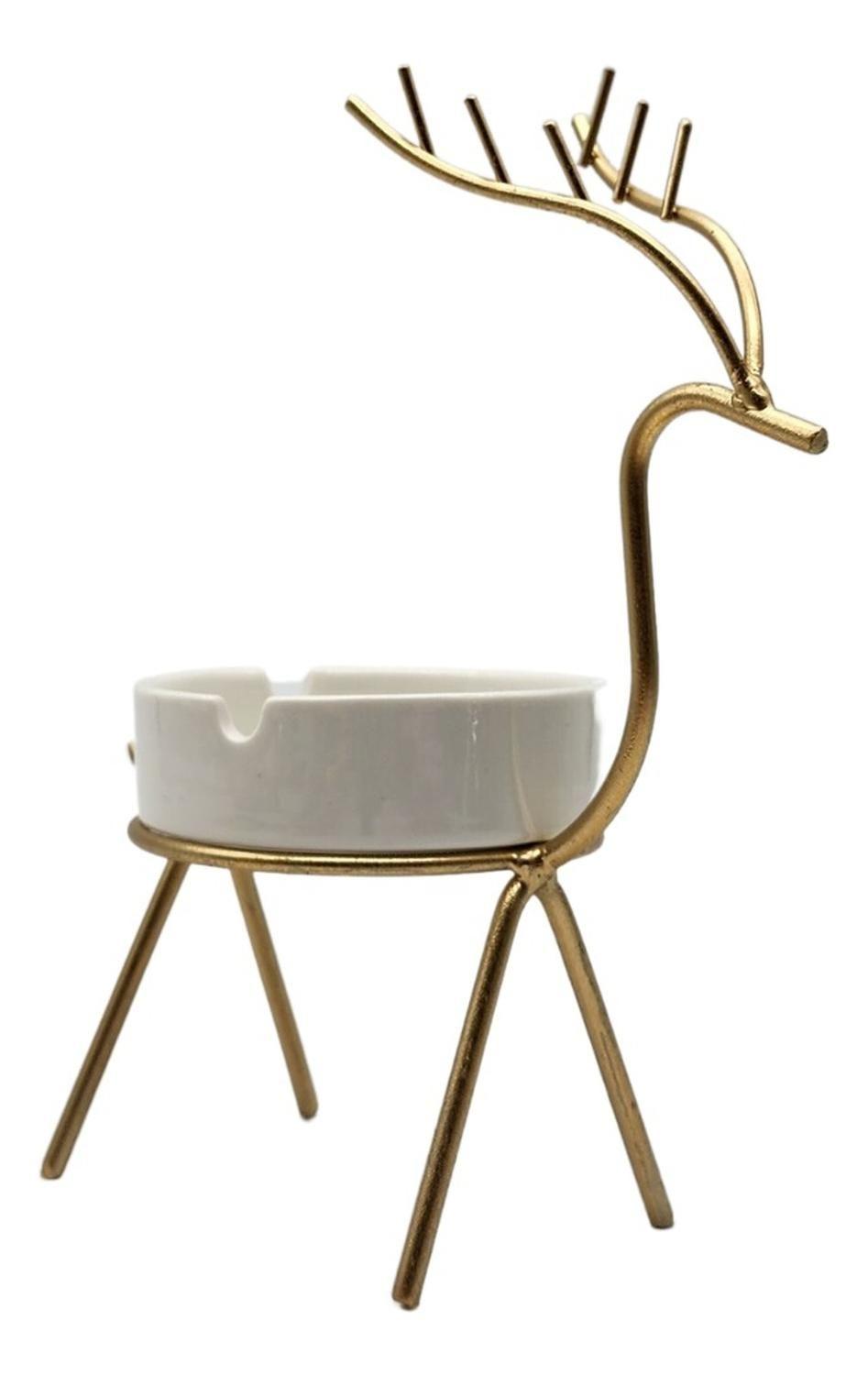 Cenicero De Cerámica Decorativo Con Base Dorada De Reno-4