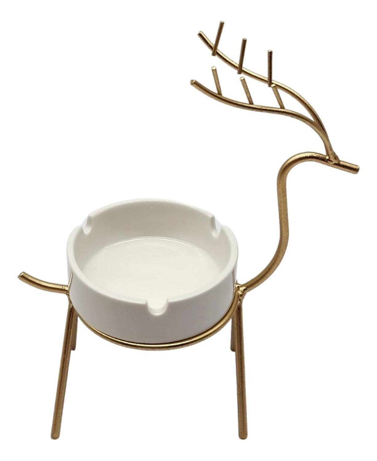 Cenicero De Cerámica Decorativo Con Base Dorada De Reno-5