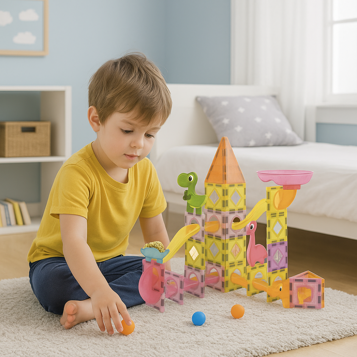 Juego Bloques Magneticos Construccion 69 Piezas Tobogan-2