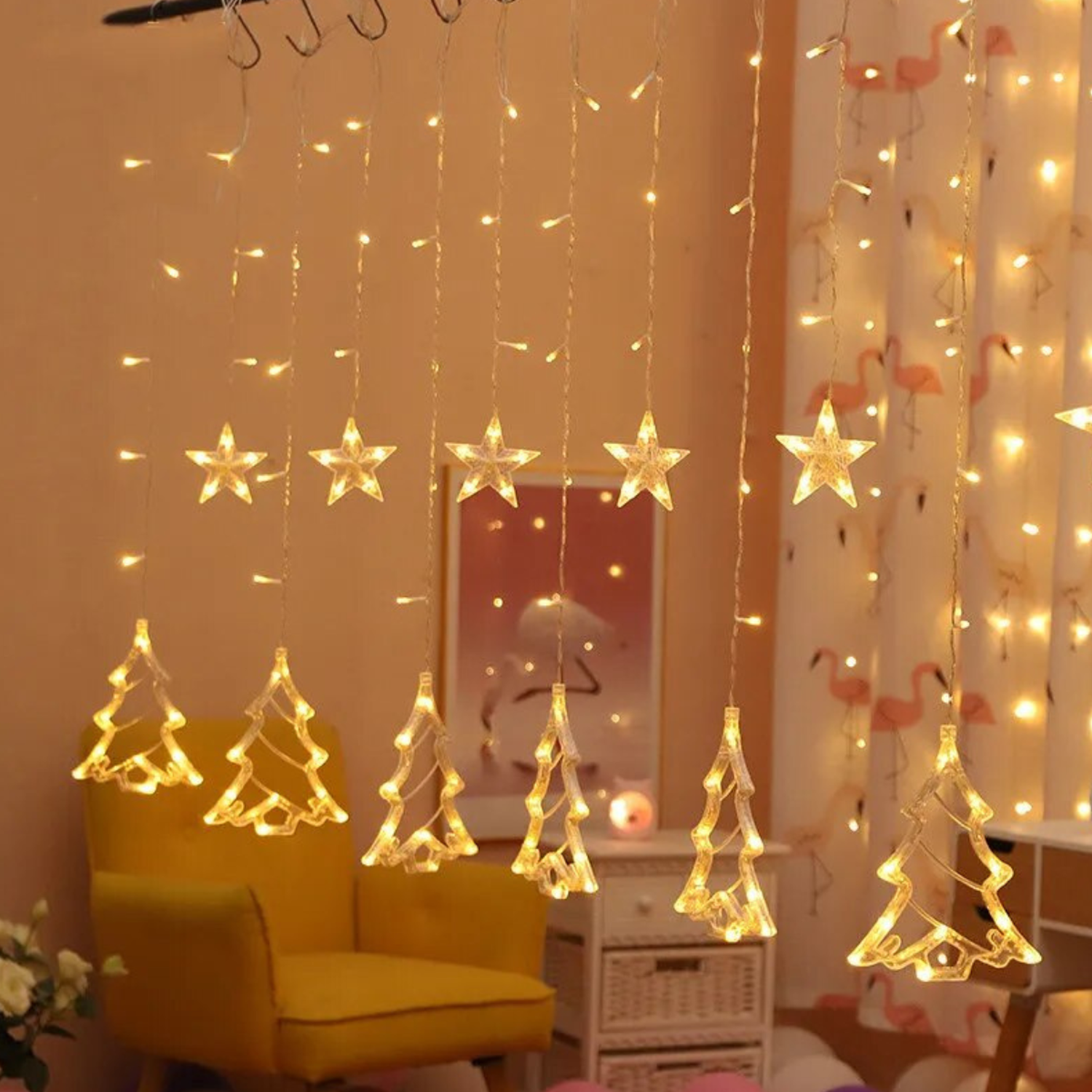 Luces Navideñas Solares Led Pino Estrella Decoracion Navidad-1