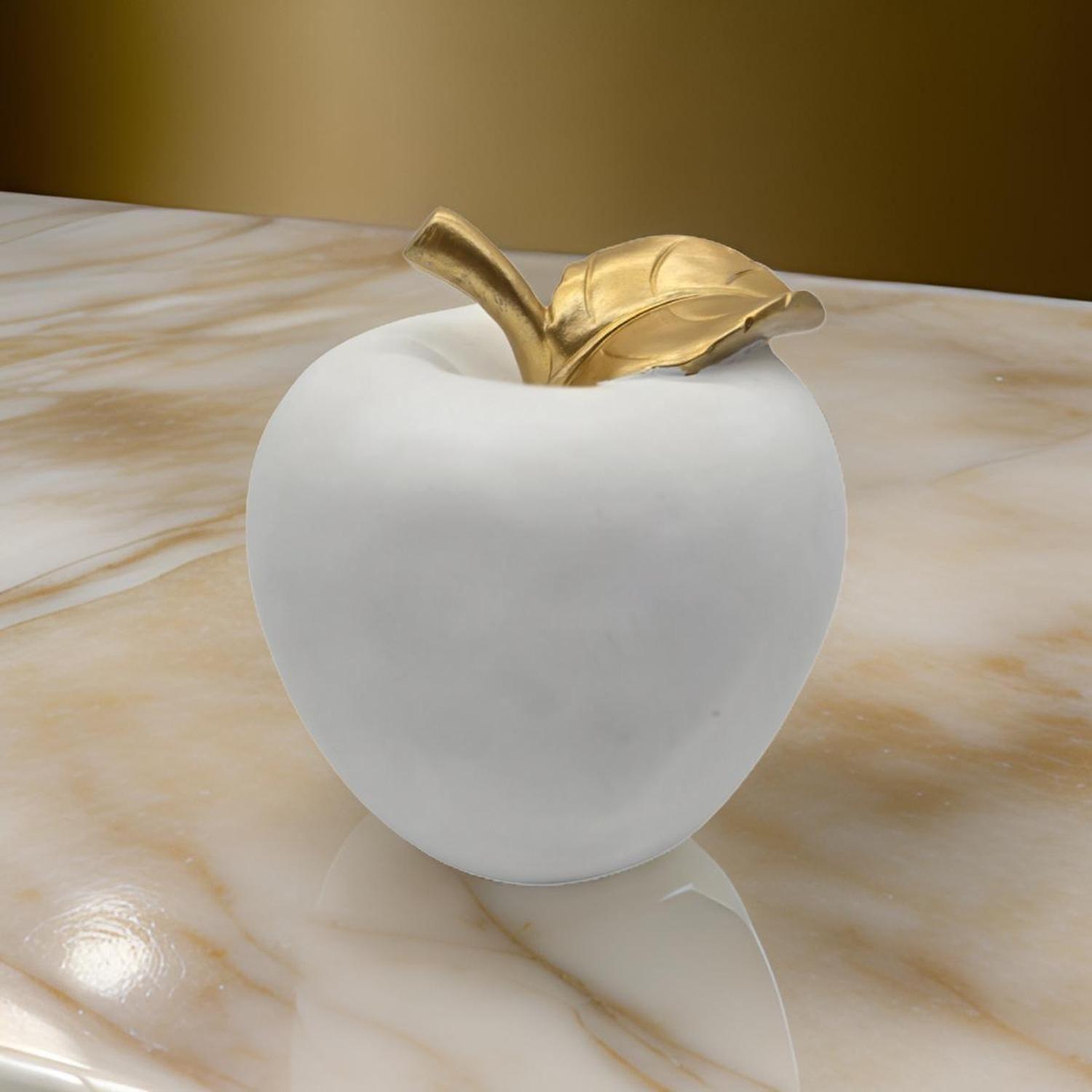 Figura Adorno De Manzana Blanca Decorativa En Resina Moderna-2