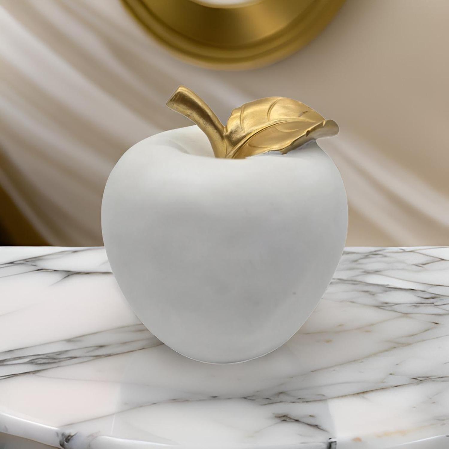 Figura Adorno De Manzana Blanca Decorativa En Resina Moderna-3