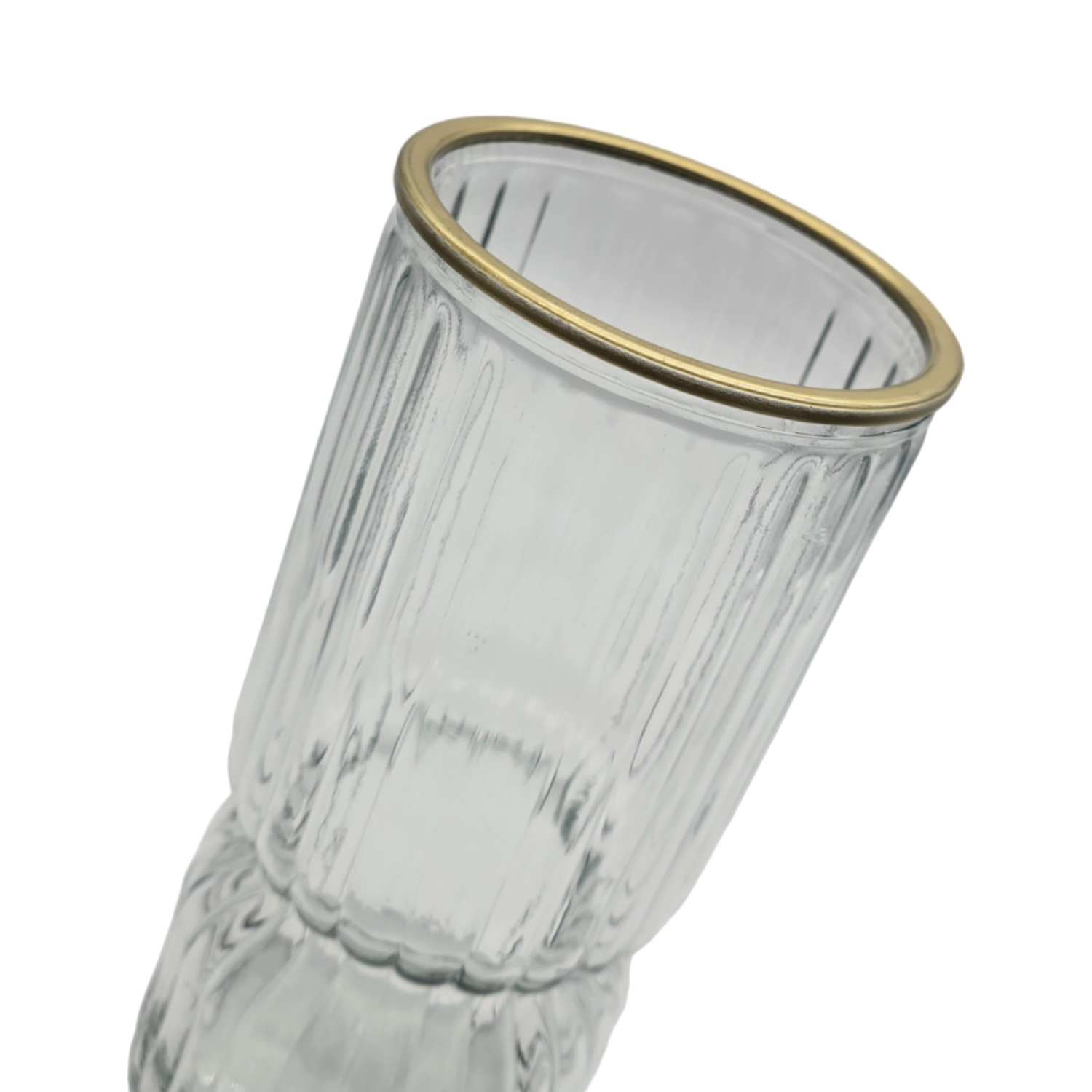 Florero Decorativo De Vidrio Con Diseño Borde Dorado-2