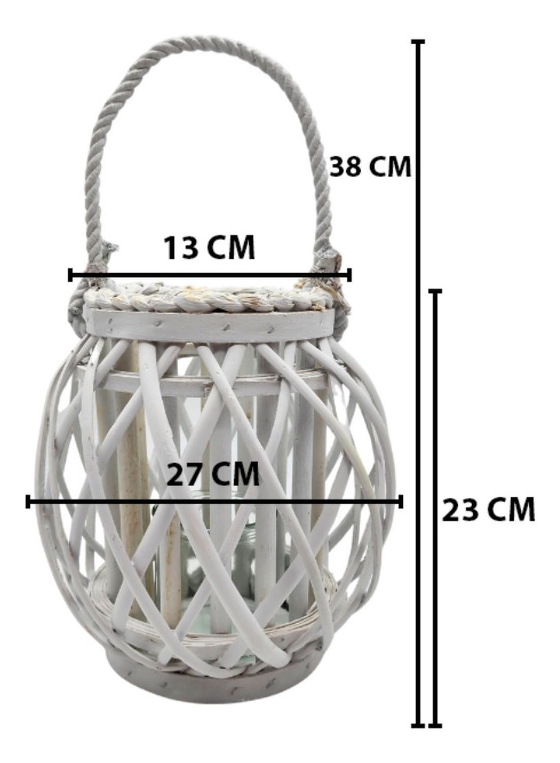 Candelabro Porta Vela Mimbre Rustico Terraza Blanco Decora-2