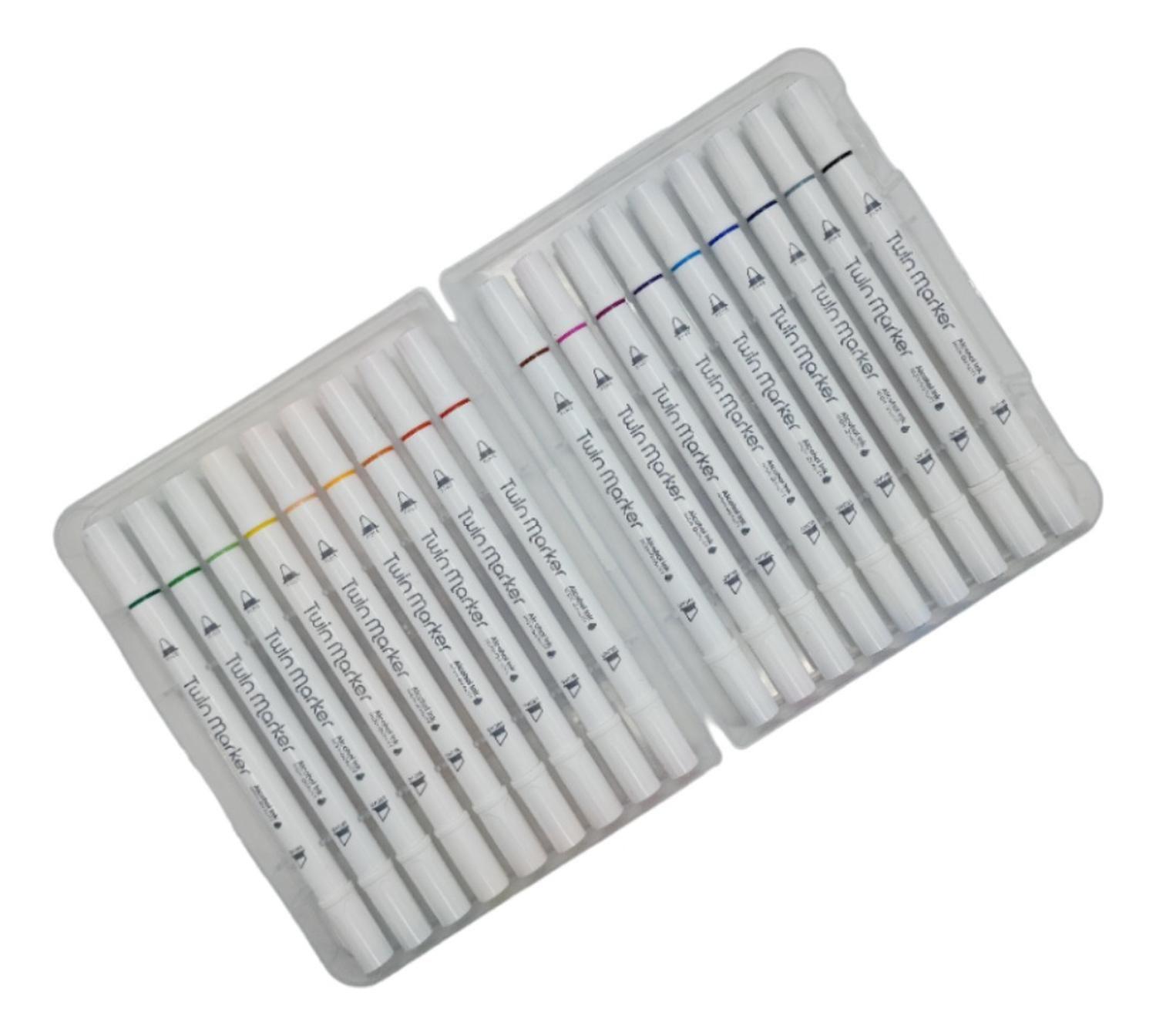 Set Marcadores Doble Punta 18 Lapices Plumones High Quality-2