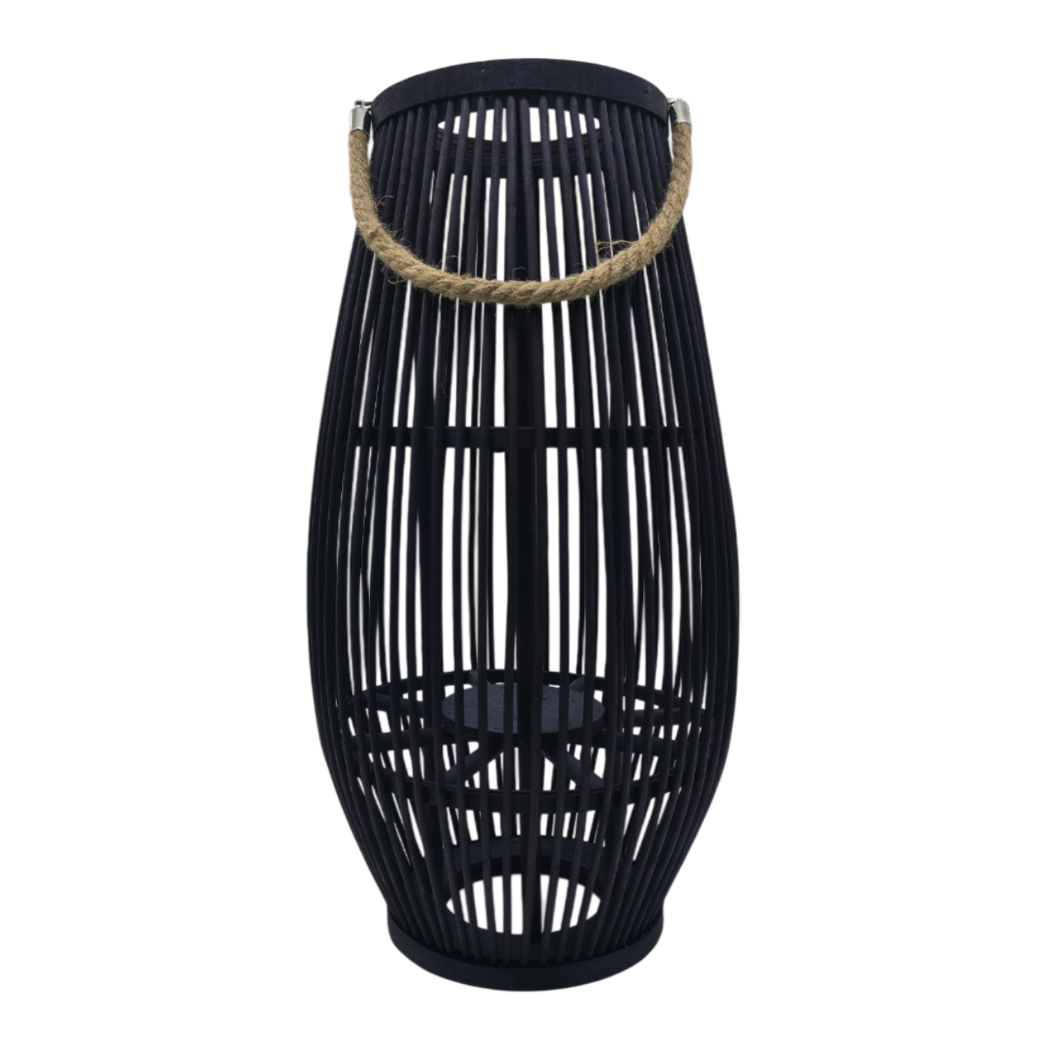 Candelabro De Bambu Negro Porta Vela Nordico Farol 50 CM-2