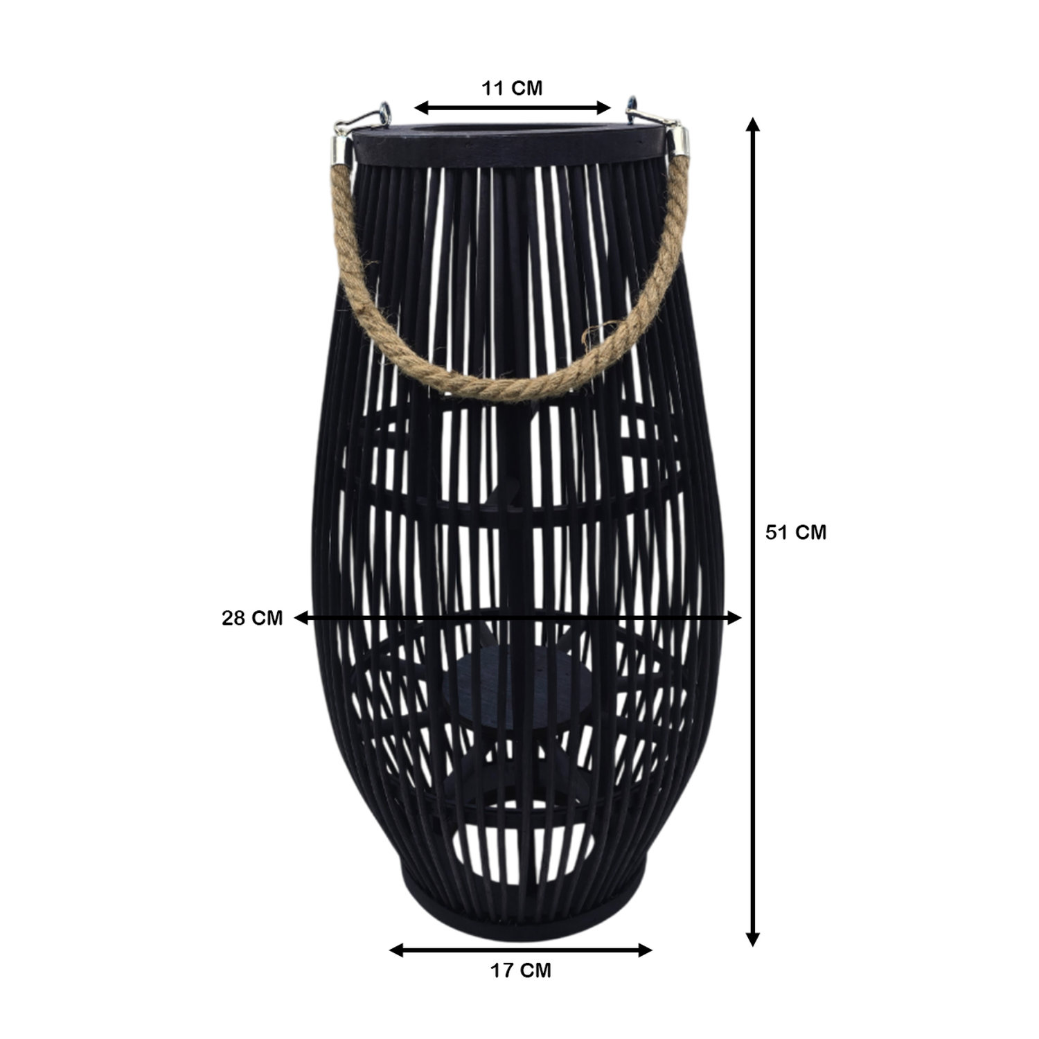 Candelabro De Bambu Negro Porta Vela Nordico Farol 50 CM-6