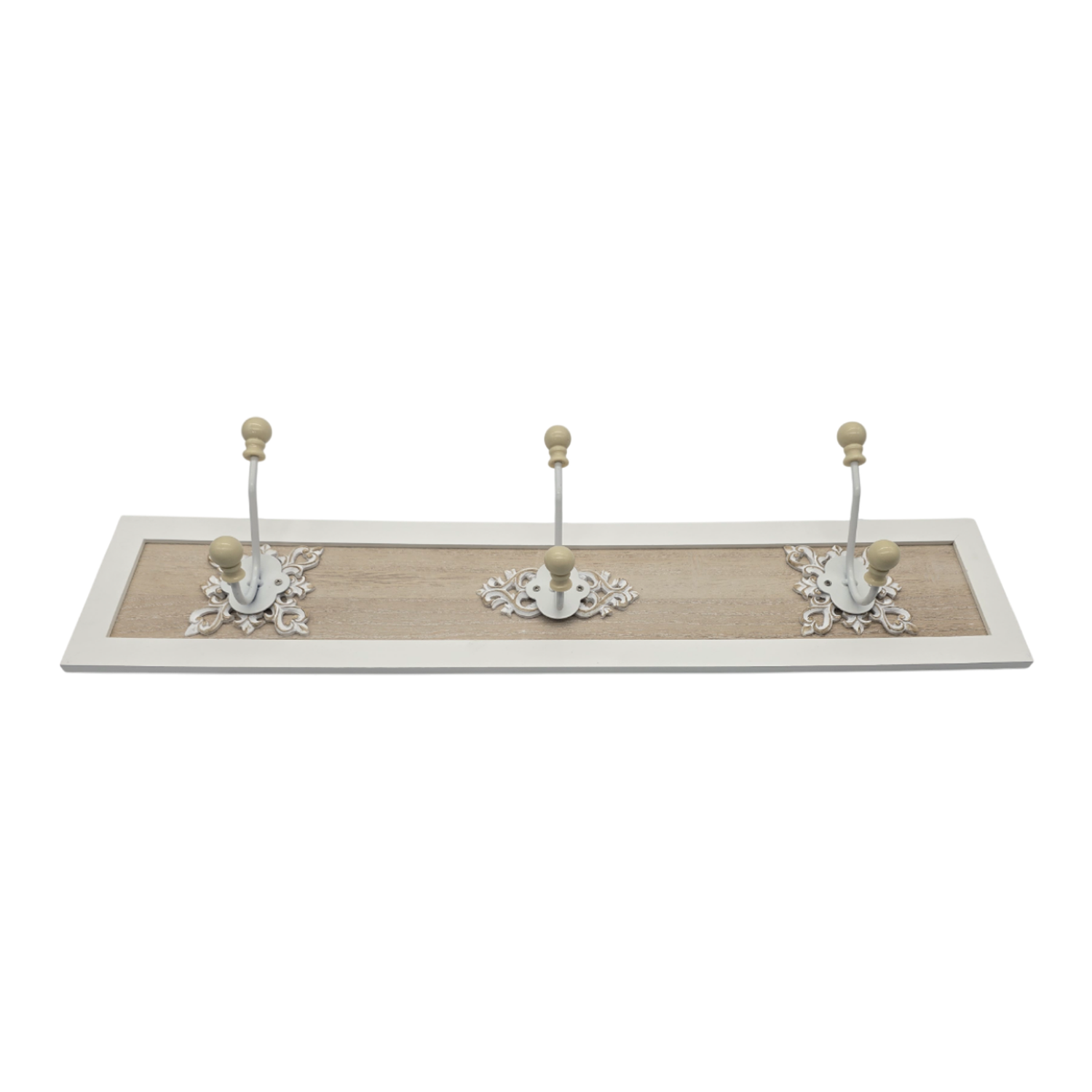 Perchero De Pared Colgador Vintage 3 Ganchos Dobles Blanco-2